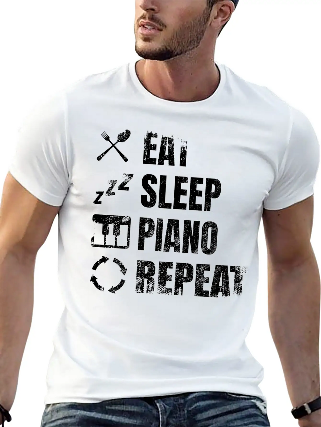 Eat Sleep Piano Repeat Unisex Casual T-Shirt – Clean Design For Daily Comfort
