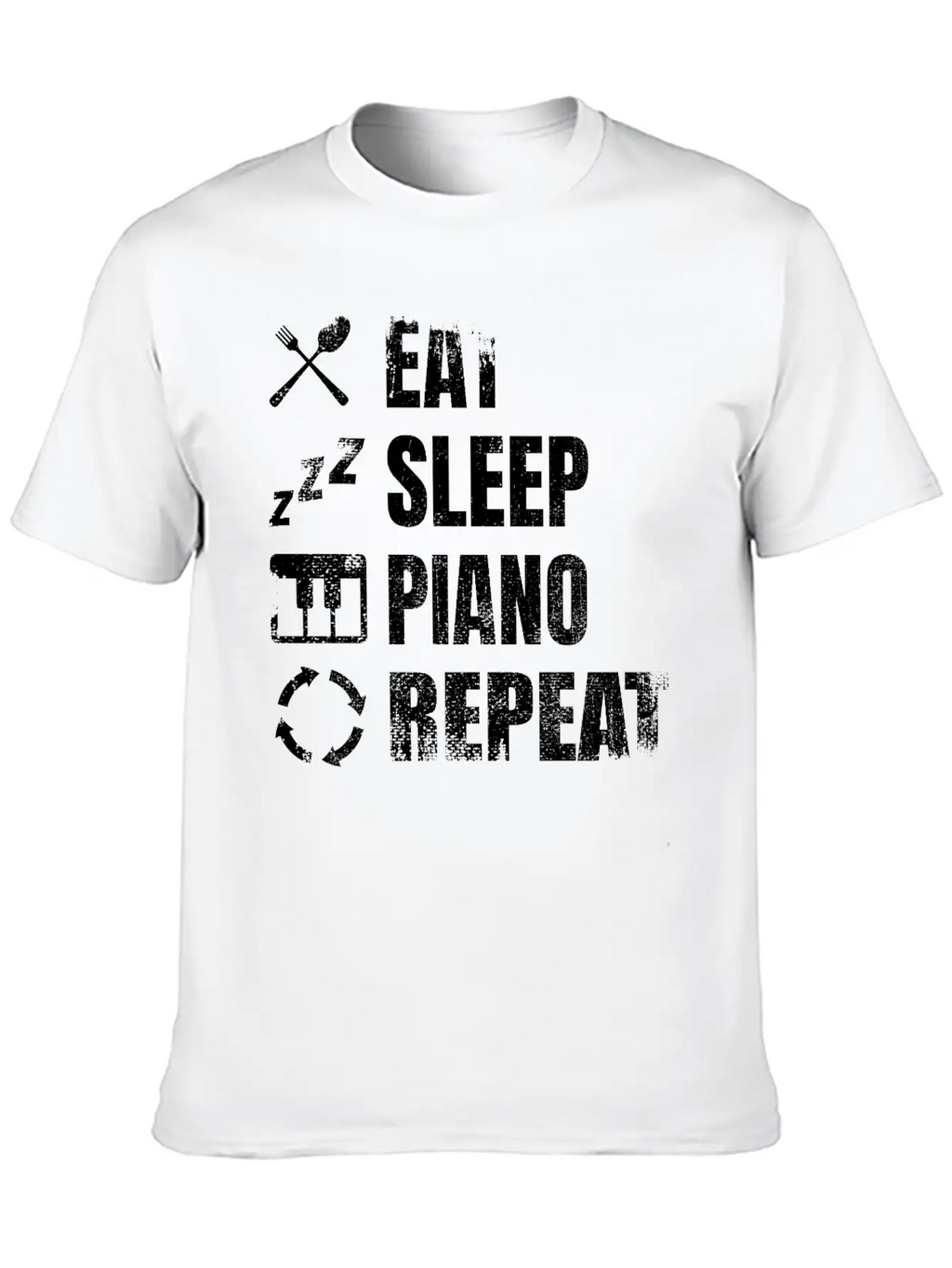 Eat Sleep Piano Repeat Unisex Casual T-Shirt – Clean Design For Daily Comfort