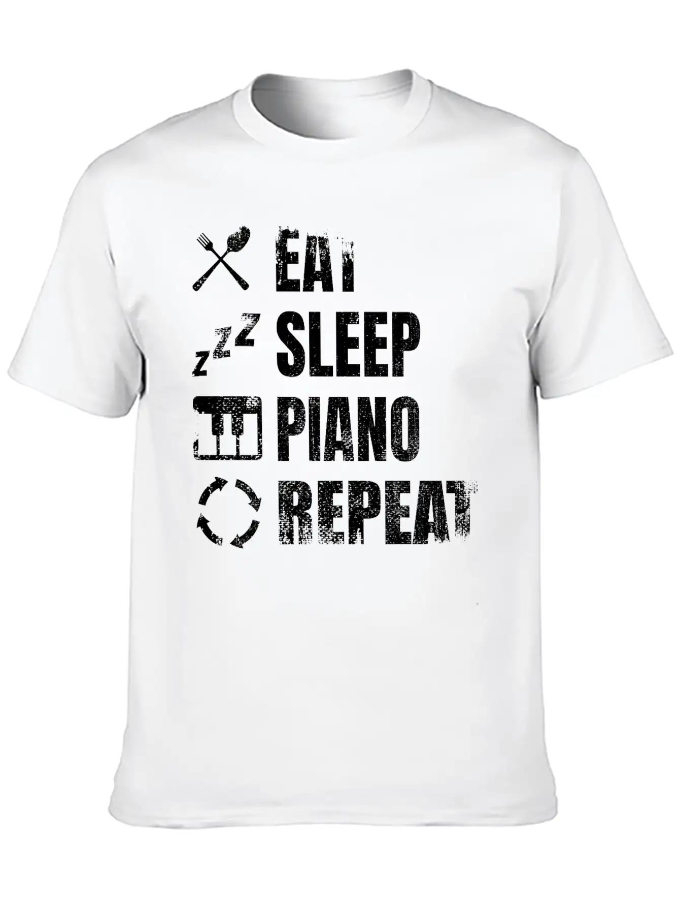 Eat Sleep Piano Repeat Unisex Casual T-Shirt – Clean Design For Daily Comfort