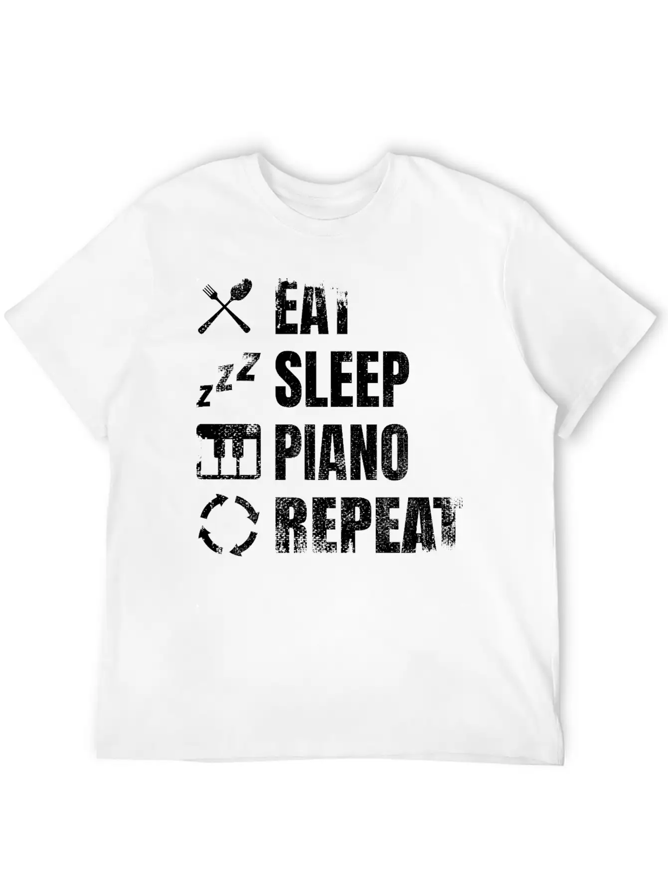 Eat Sleep Piano Repeat Unisex Casual T-Shirt – Clean Design For Daily Comfort