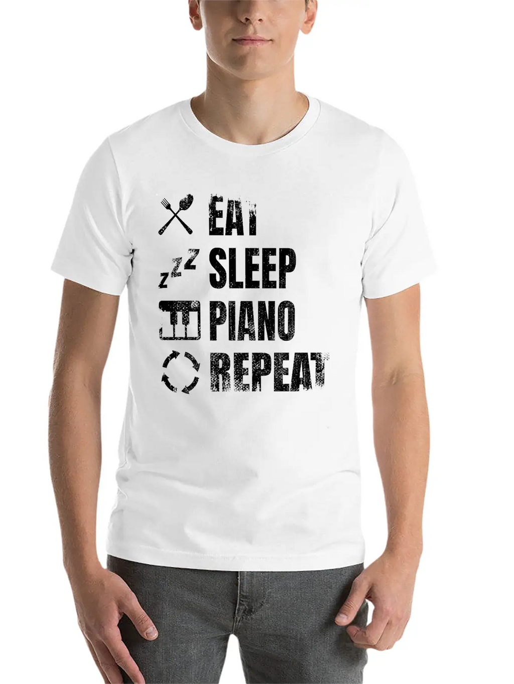 Eat Sleep Piano Repeat Unisex Casual T-Shirt – Clean Design For Daily Comfort