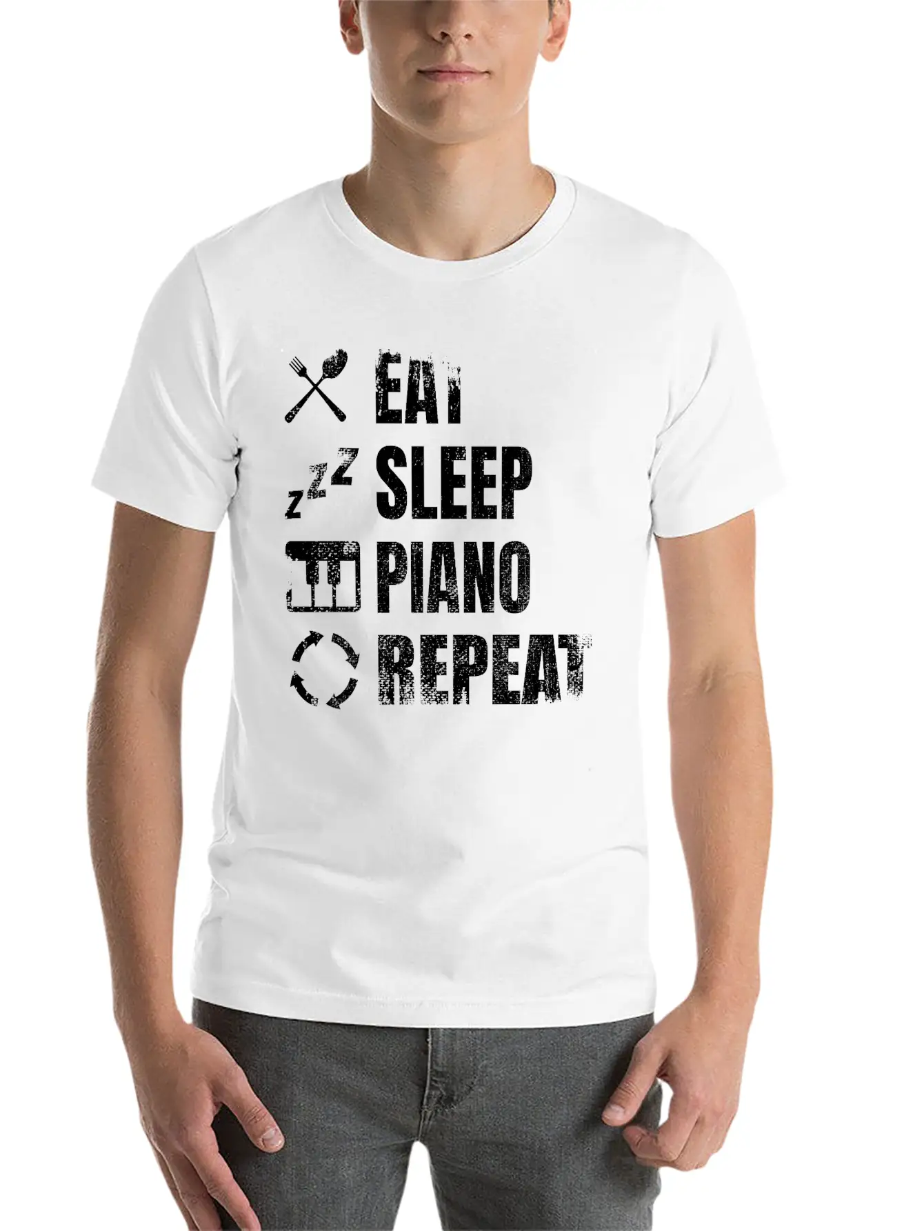 Eat Sleep Piano Repeat Unisex Casual T-Shirt – Clean Design For Daily Comfort