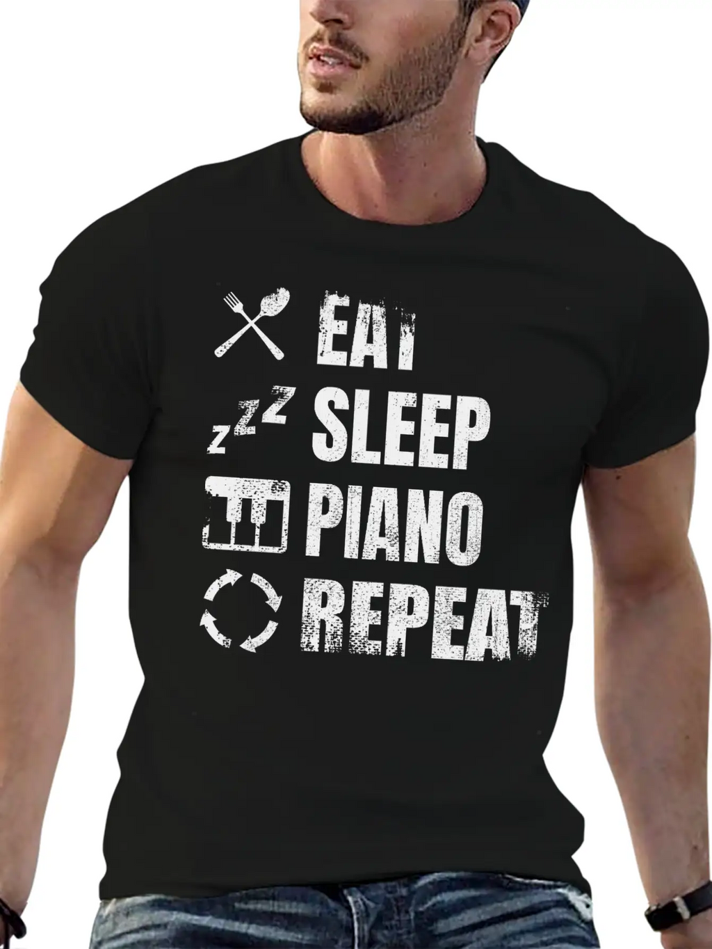Eat Sleep Piano Repeat Unisex Casual T-Shirt – Clean Design For Daily Comfort