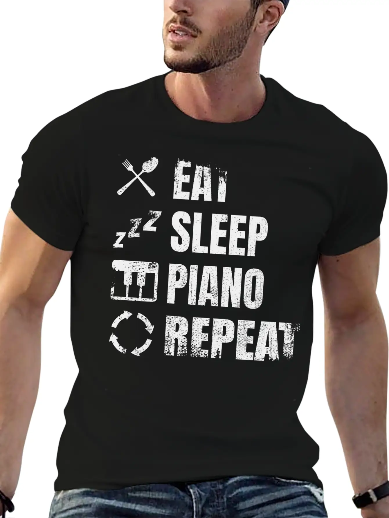 Eat Sleep Piano Repeat Unisex Casual T-Shirt – Clean Design For Daily Comfort