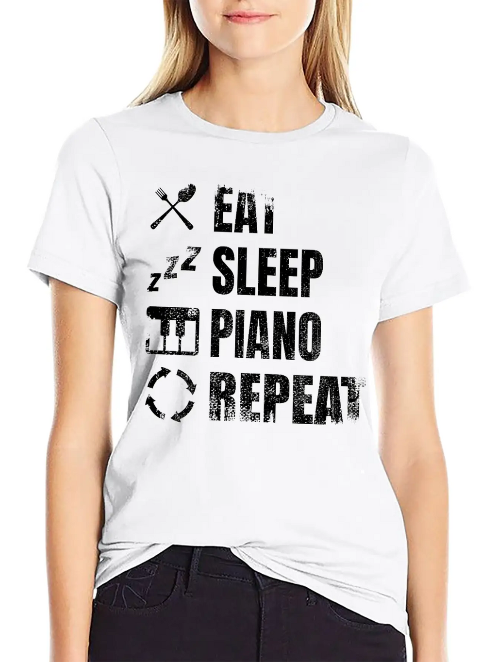 Eat Sleep Piano Repeat Unisex Casual T-Shirt – Clean Design For Daily Comfort