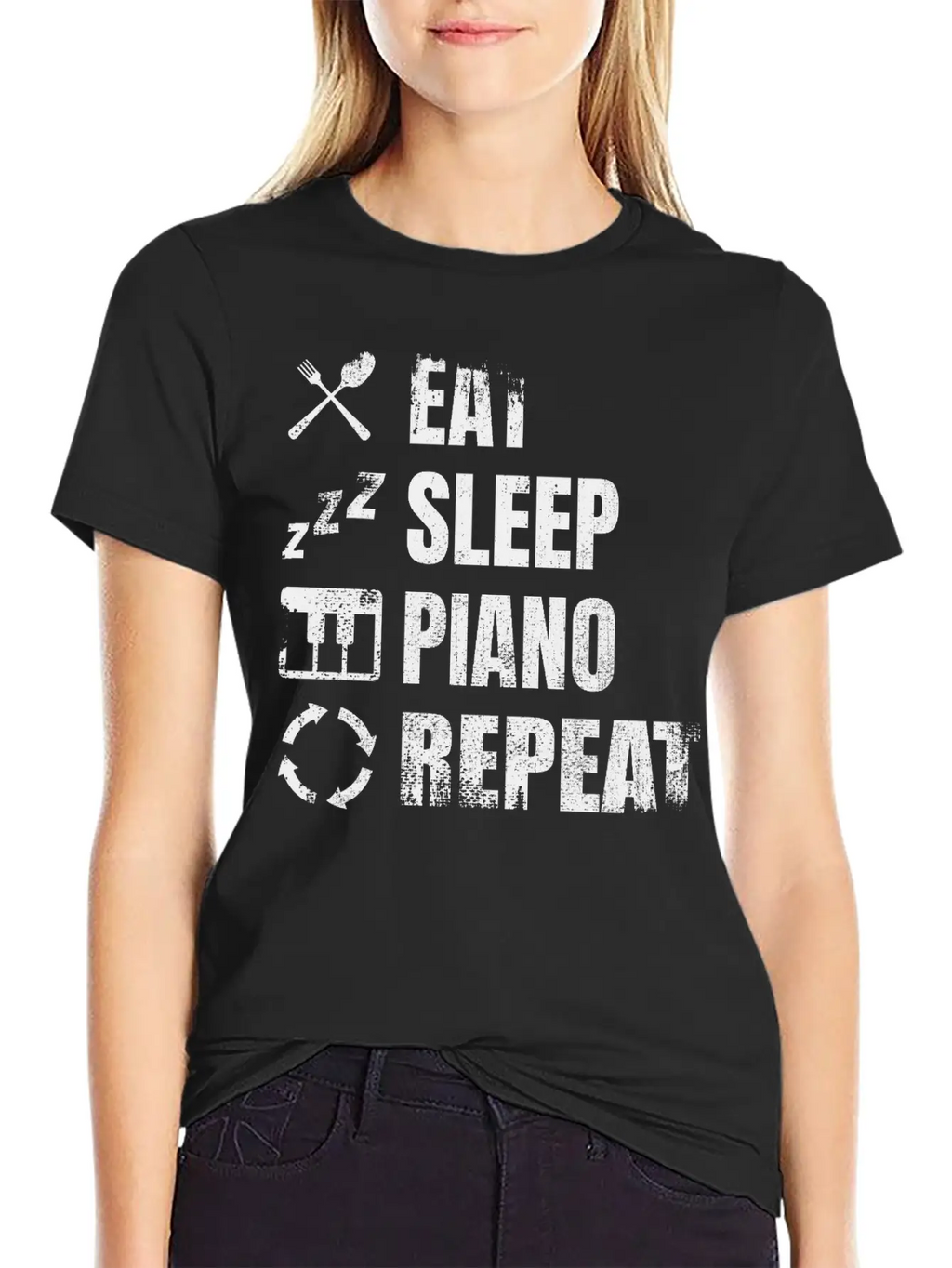 Eat Sleep Piano Repeat Unisex Casual T-Shirt – Clean Design For Daily Comfort
