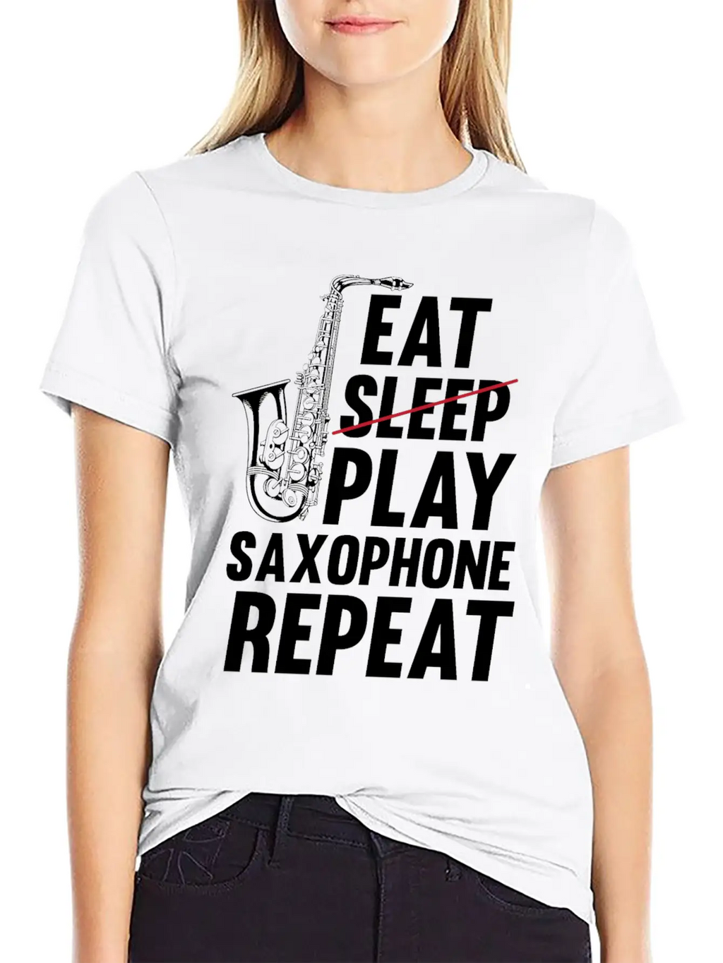 Eat Sleep Play Saxophone Repeat - Playing Saxophon Unisex Casual T-Shirt – Clean Design For Daily Comfort