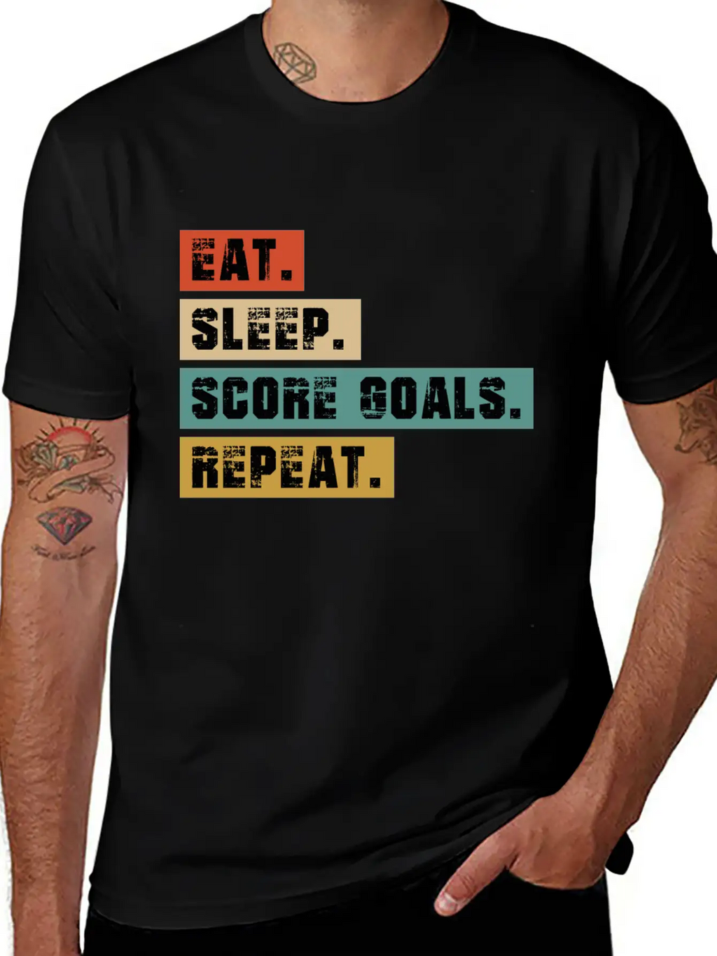 Eat, Sleep, Score Goals Casual Graphic T-Shirt – Simple And Comfortable Daily Wear
