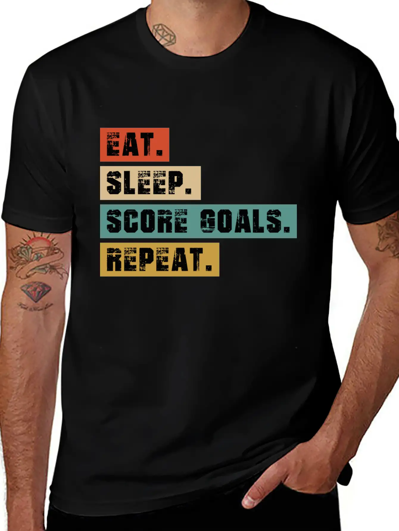Eat, Sleep, Score Goals Casual Graphic T-Shirt – Simple And Comfortable Daily Wear