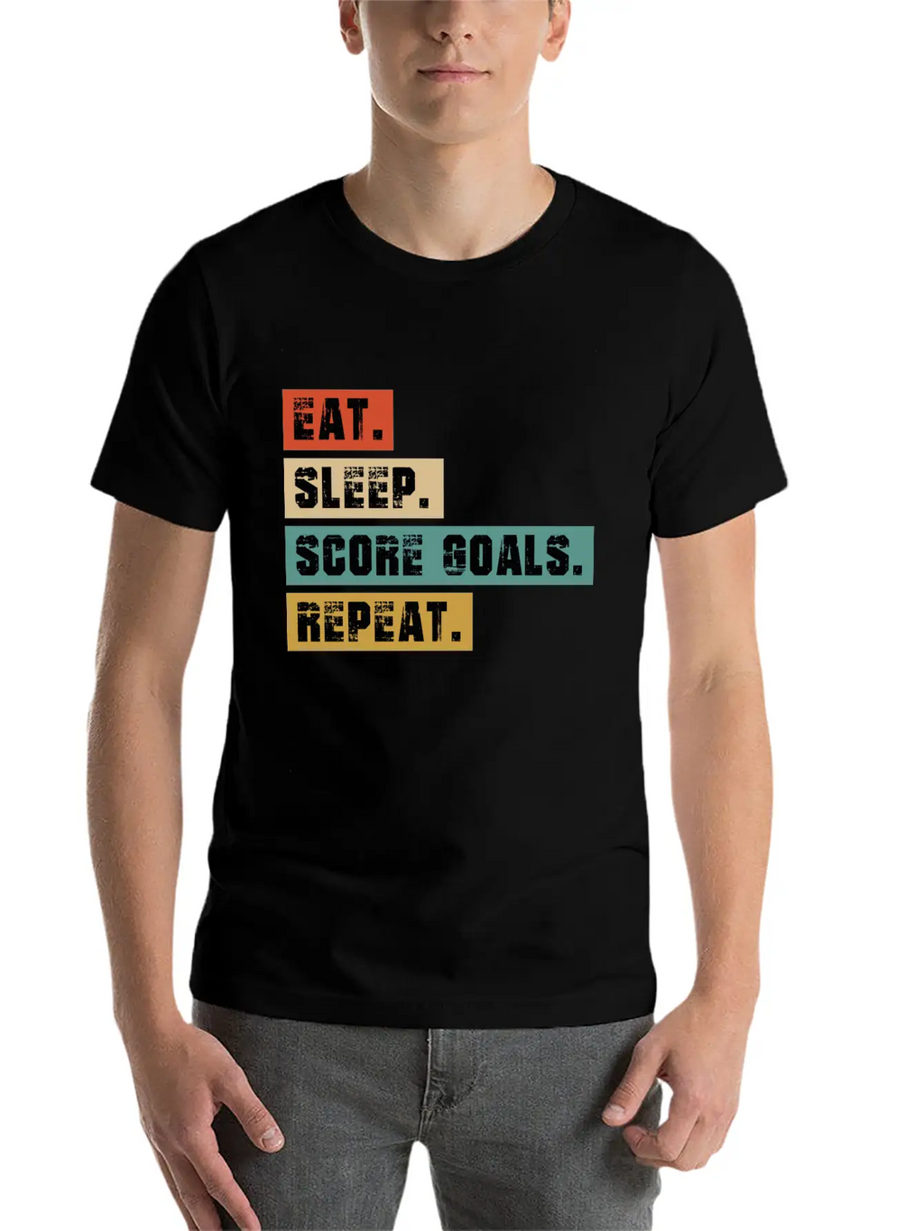 Eat, Sleep, Score Goals Casual Graphic T-Shirt – Simple And Comfortable Daily Wear