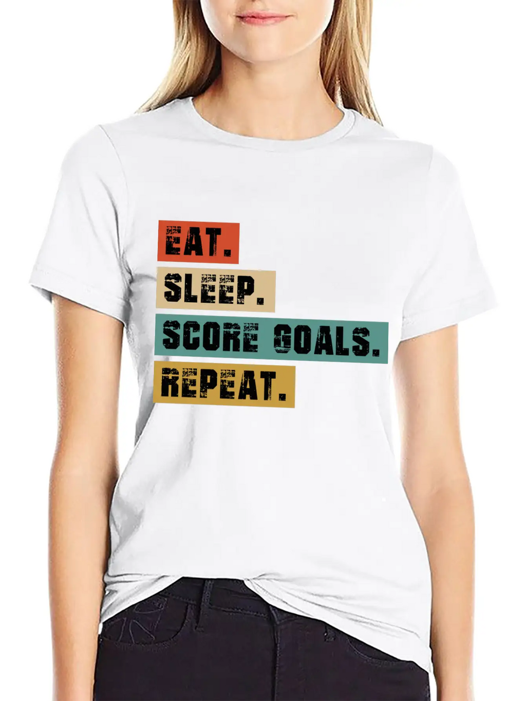 Eat, Sleep, Score Goals Casual Graphic T-Shirt – Simple And Comfortable Daily Wear