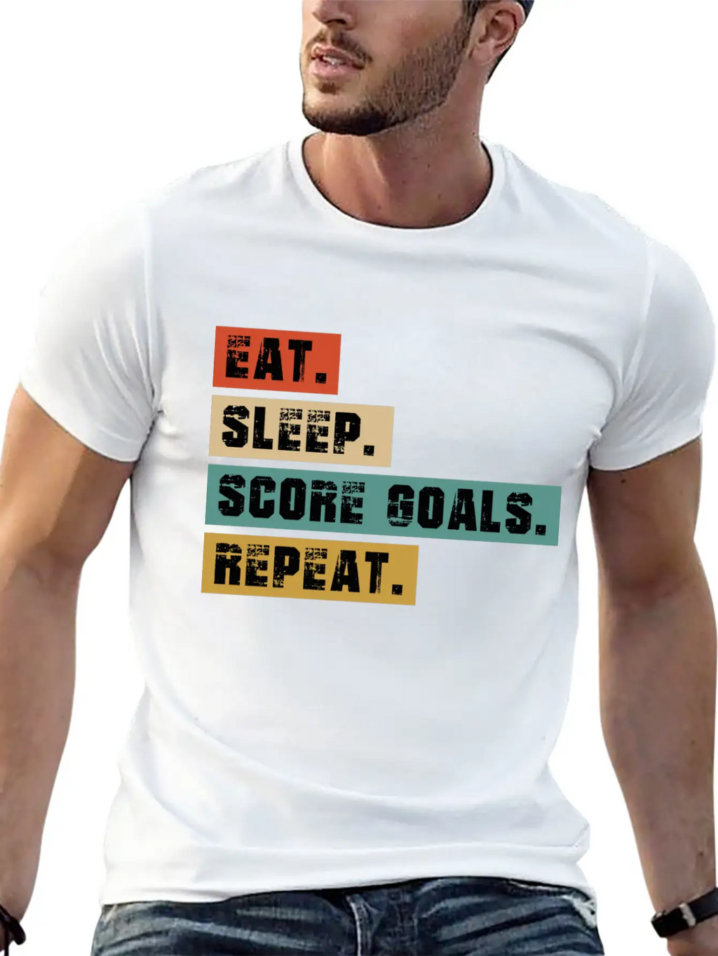 Eat, Sleep, Score Goals Casual Graphic T-Shirt – Simple And Comfortable Daily Wear