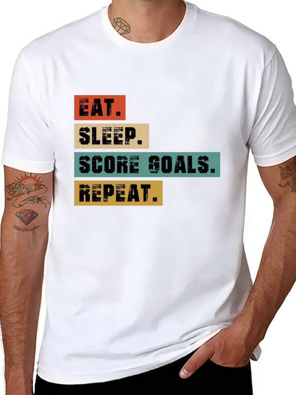 Eat, Sleep, Score Goals Casual Graphic T-Shirt – Simple And Comfortable Daily Wear
