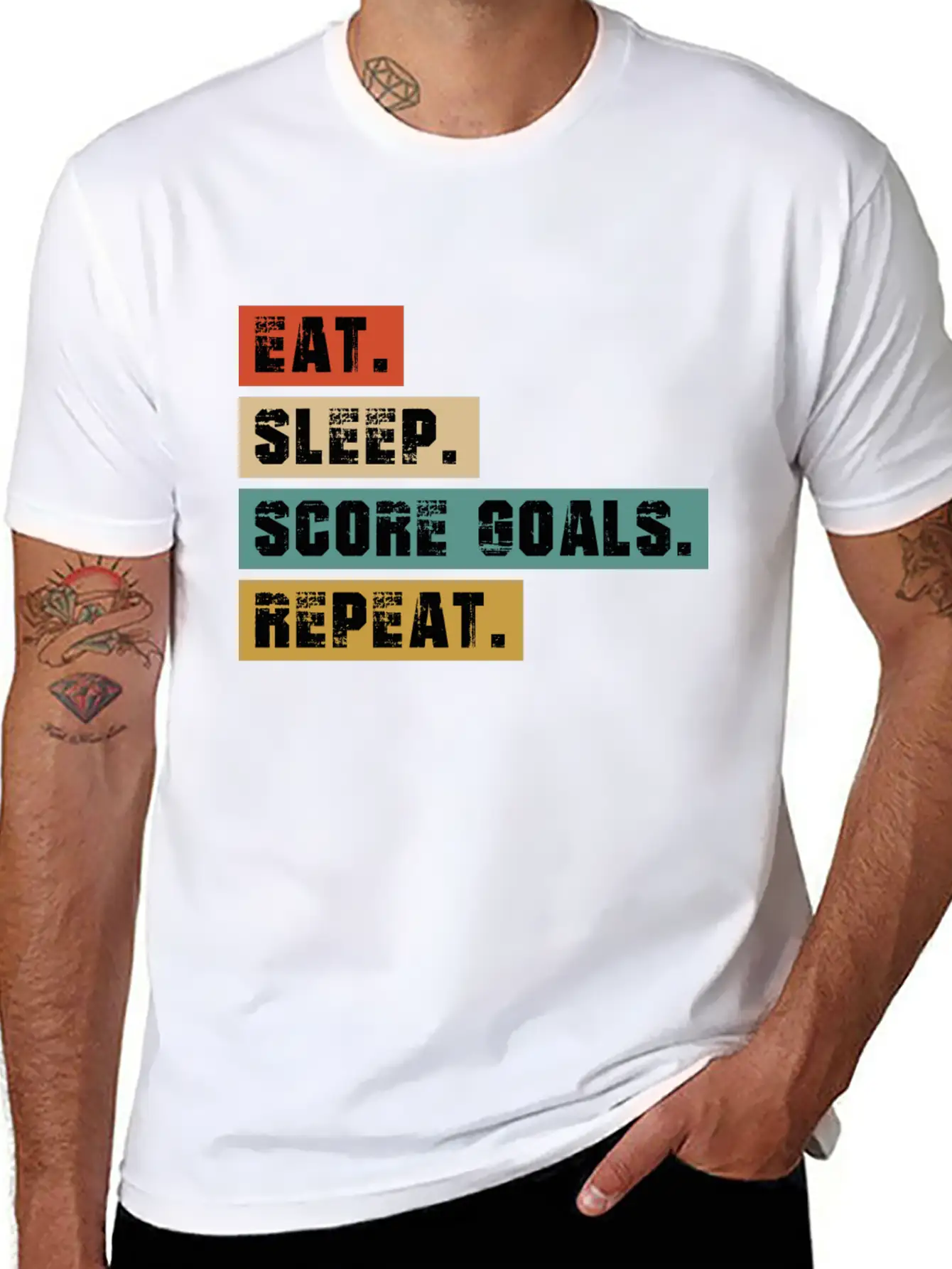Eat, Sleep, Score Goals Casual Graphic T-Shirt – Simple And Comfortable Daily Wear