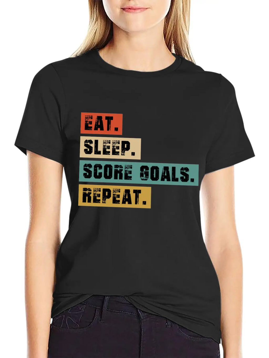 Eat, Sleep, Score Goals Casual Graphic T-Shirt – Simple And Comfortable Daily Wear