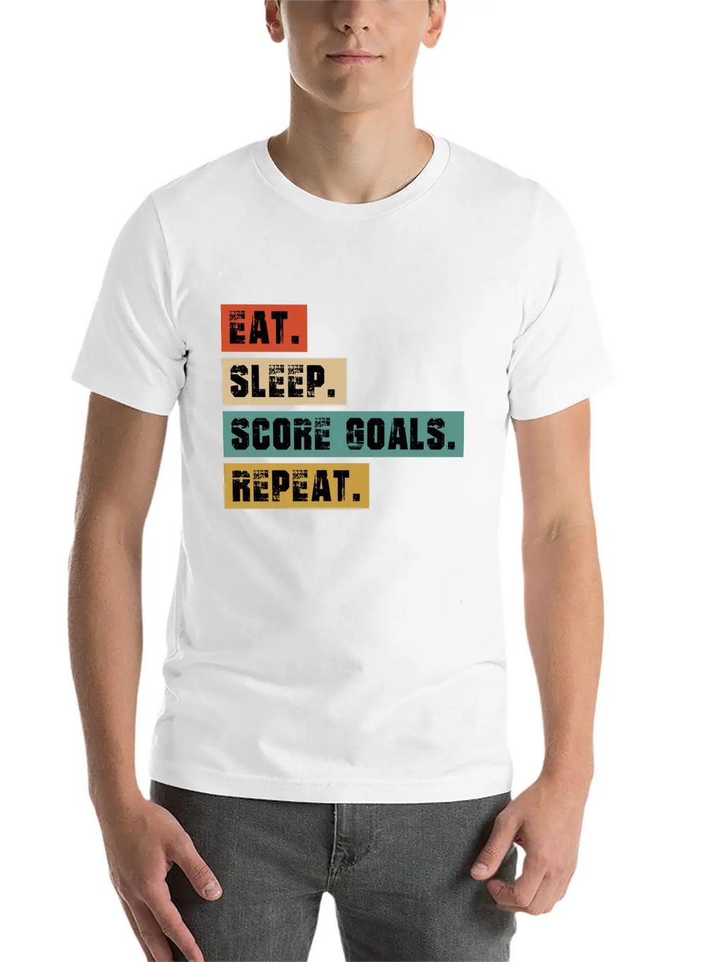 Eat, Sleep, Score Goals Casual Graphic T-Shirt – Simple And Comfortable Daily Wear