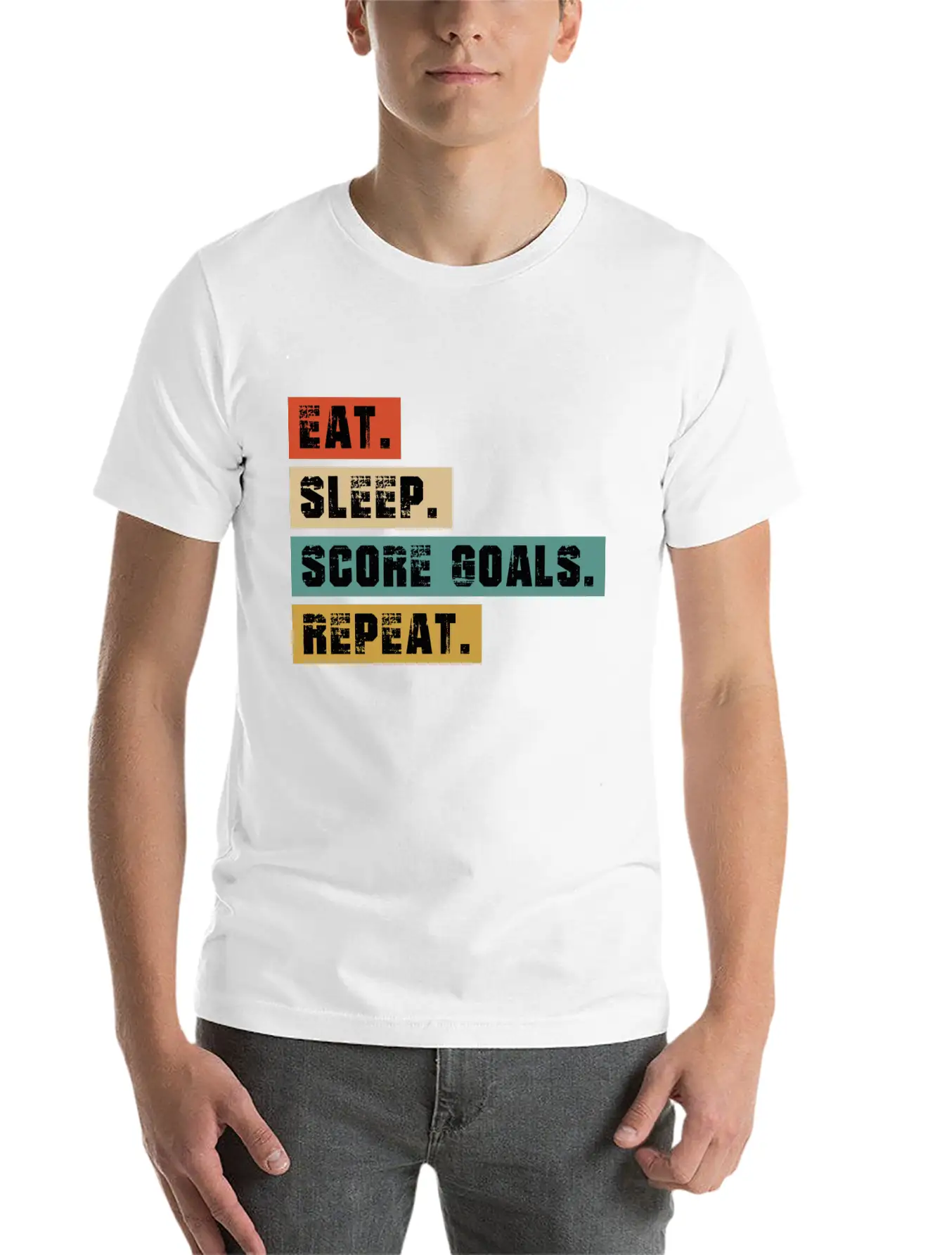 Eat, Sleep, Score Goals Casual Graphic T-Shirt – Simple And Comfortable Daily Wear