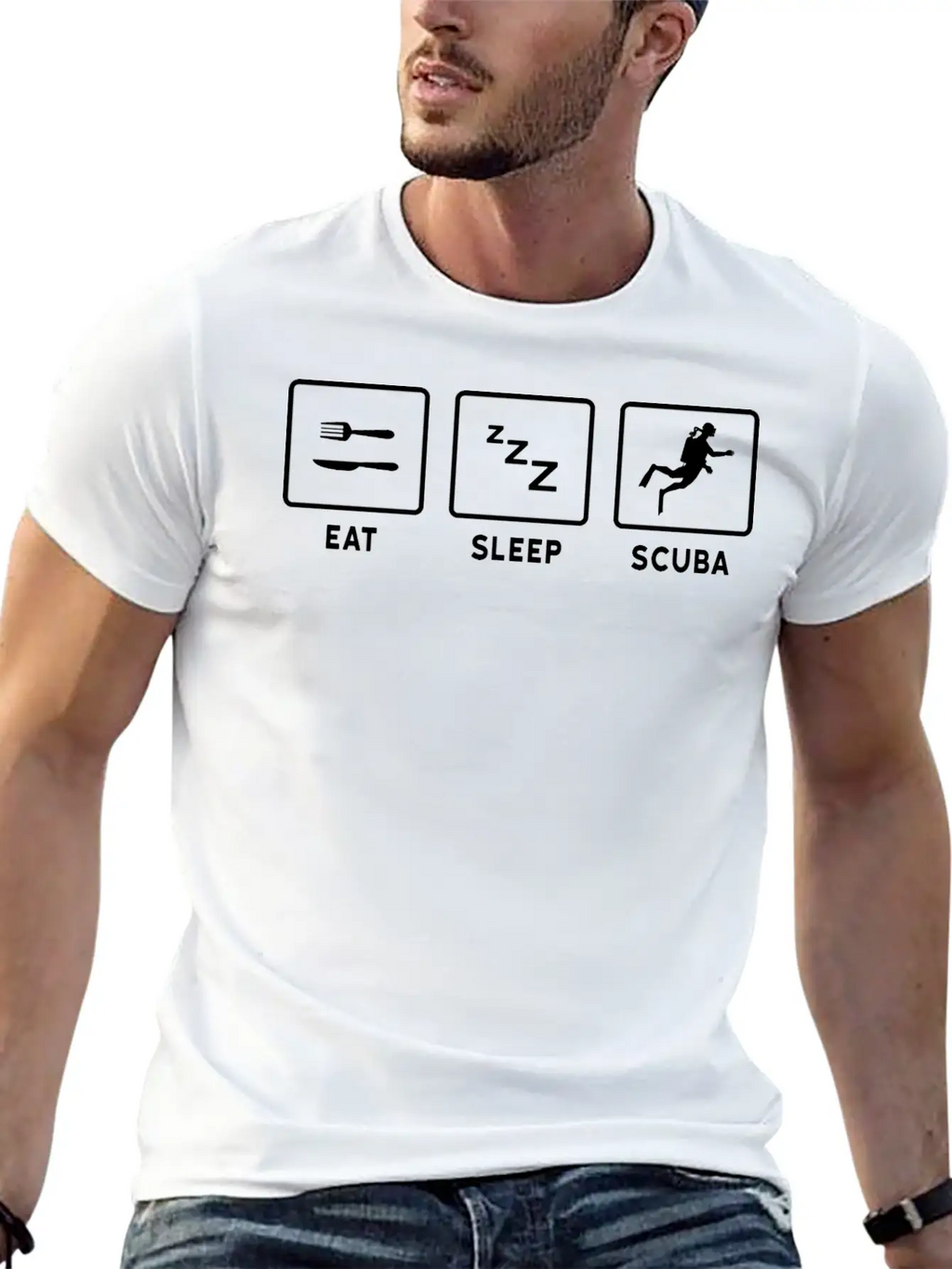 Eat Sleep Scuba Unisex Short Sleeve Soft Cotton T-Shirt – Casual Everyday Wear