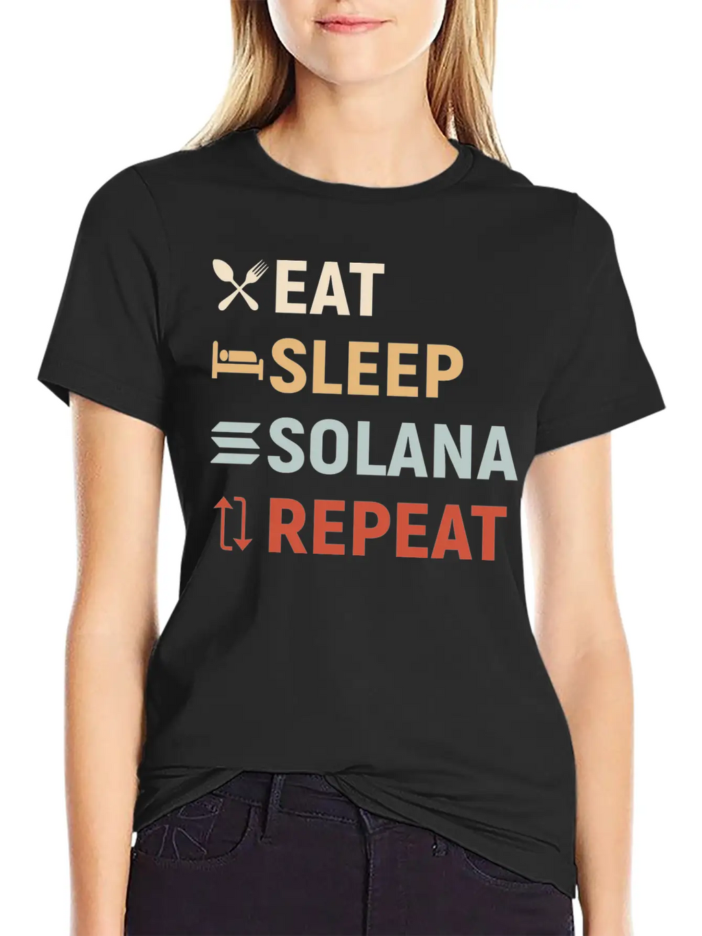 Eat Sleep SOLANA Repeat - Crypto SOL Unisex Casual T-Shirt – Clean Design For Daily Comfort