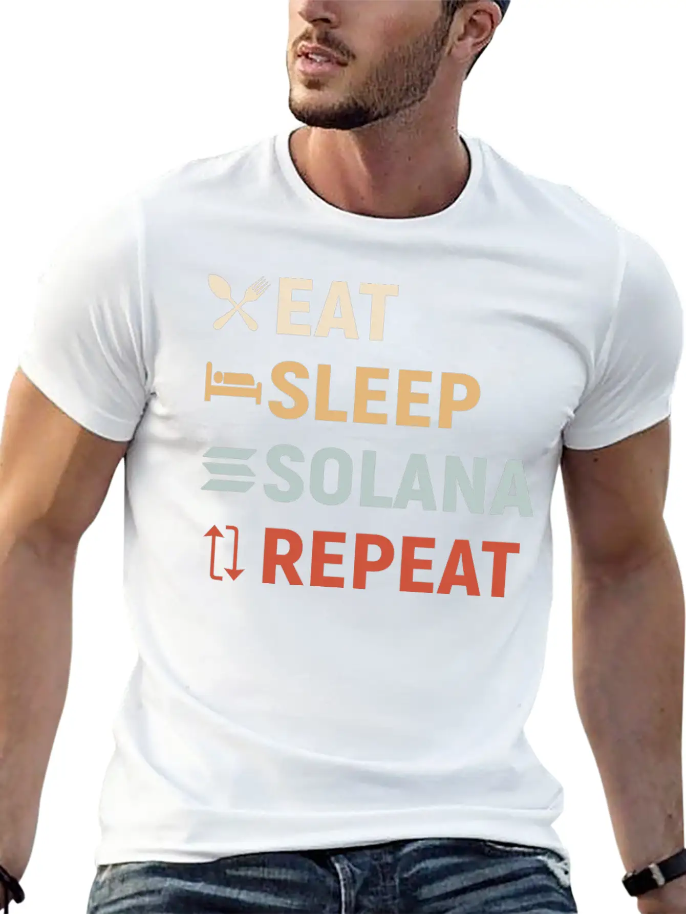 Eat Sleep SOLANA Repeat - Crypto SOL Unisex Casual T-Shirt – Clean Design For Daily Comfort