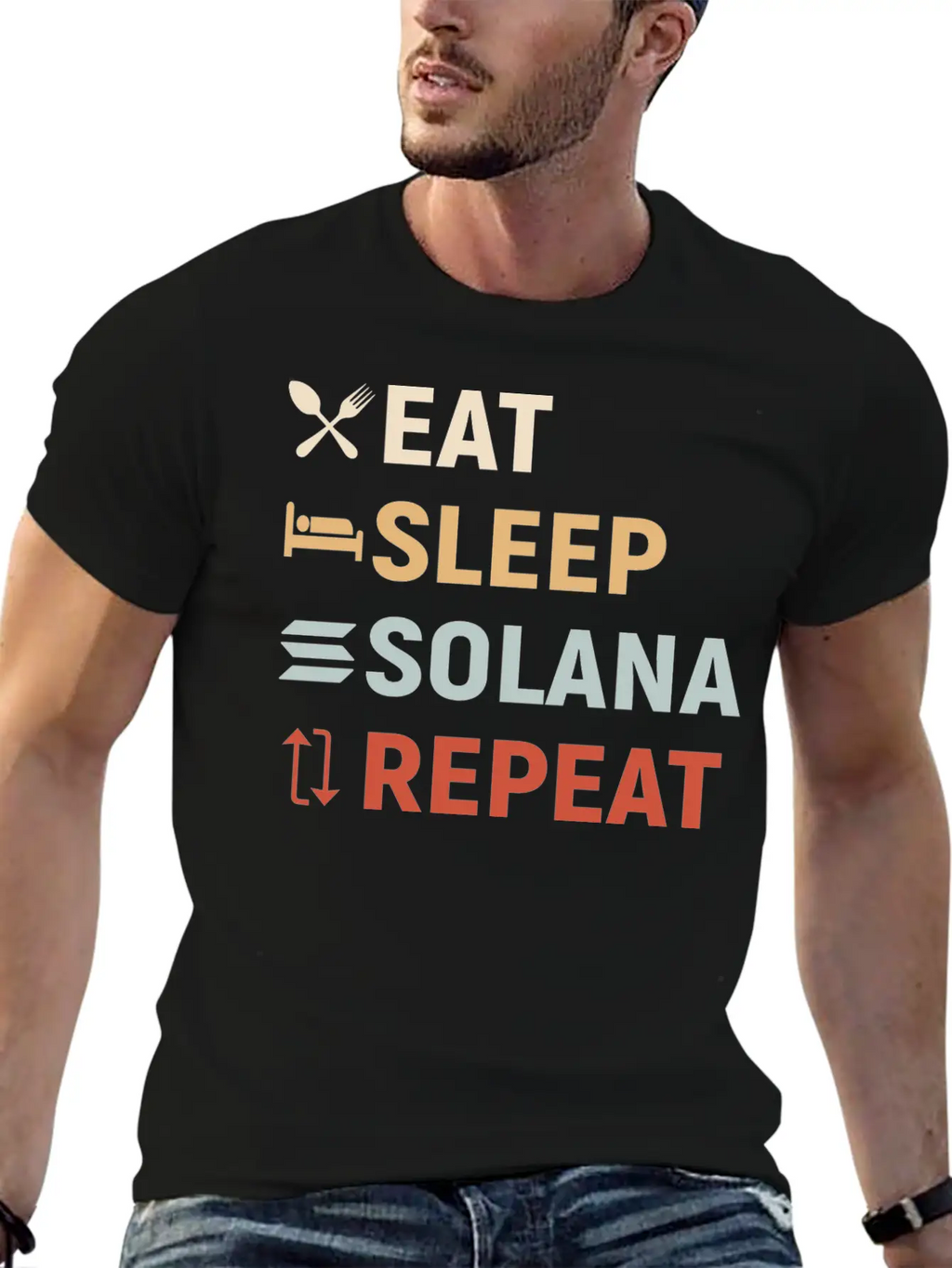 Eat Sleep SOLANA Repeat - Crypto SOL Unisex Casual T-Shirt – Clean Design For Daily Comfort