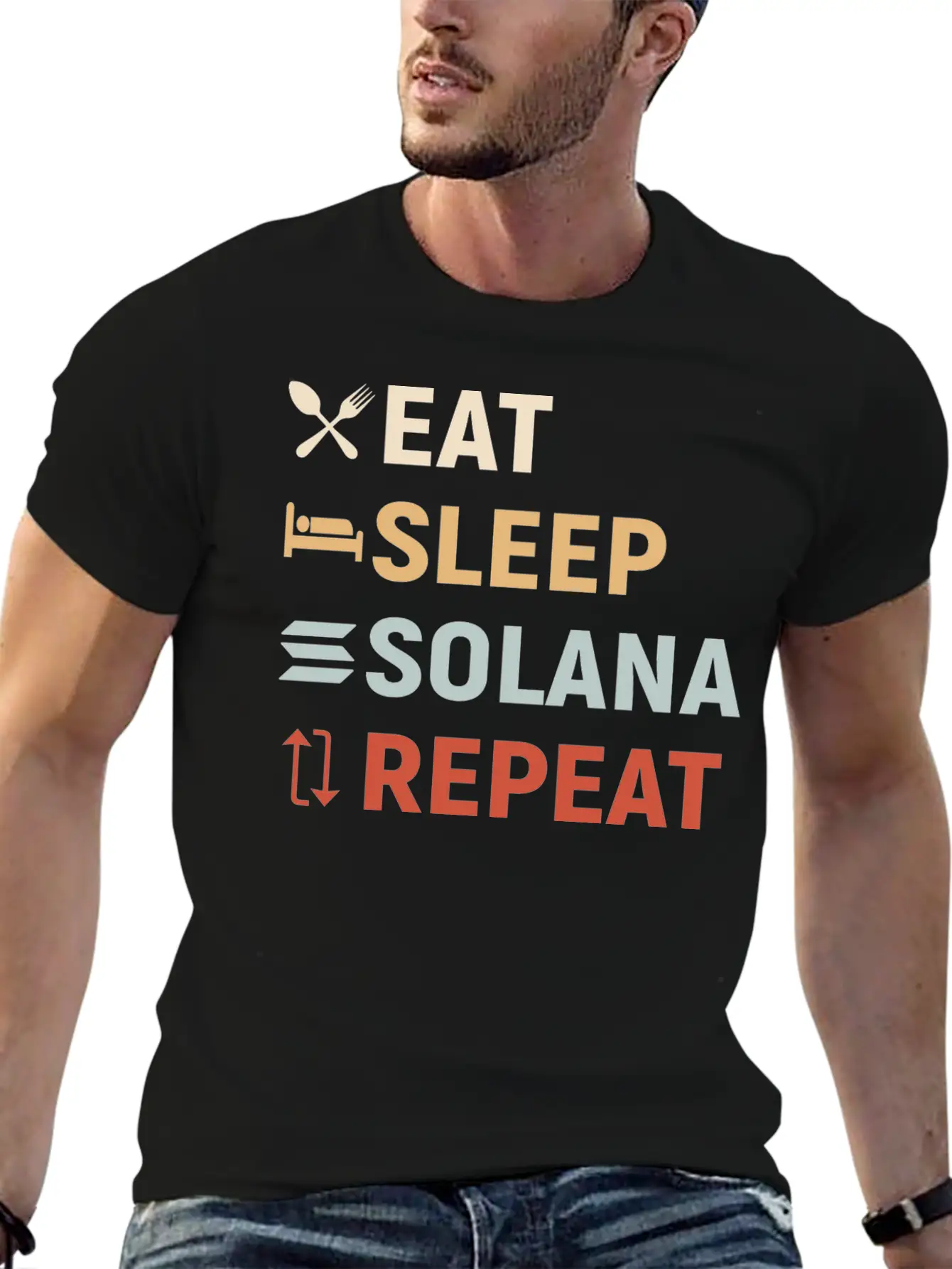 Eat Sleep SOLANA Repeat - Crypto SOL Unisex Casual T-Shirt – Clean Design For Daily Comfort