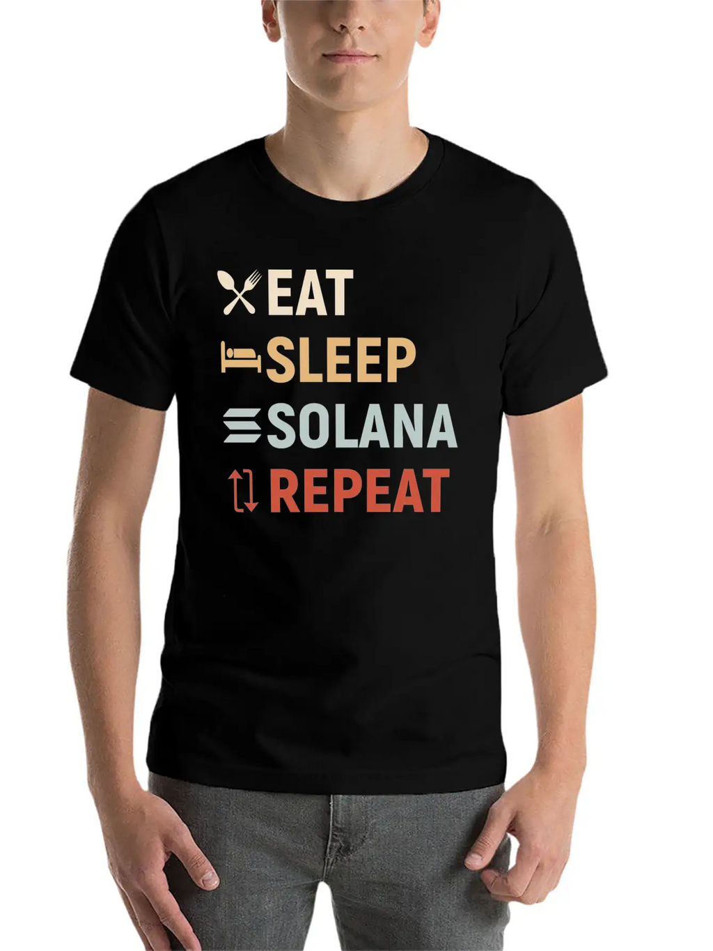 Eat Sleep SOLANA Repeat - Crypto SOL Unisex Casual T-Shirt – Clean Design For Daily Comfort