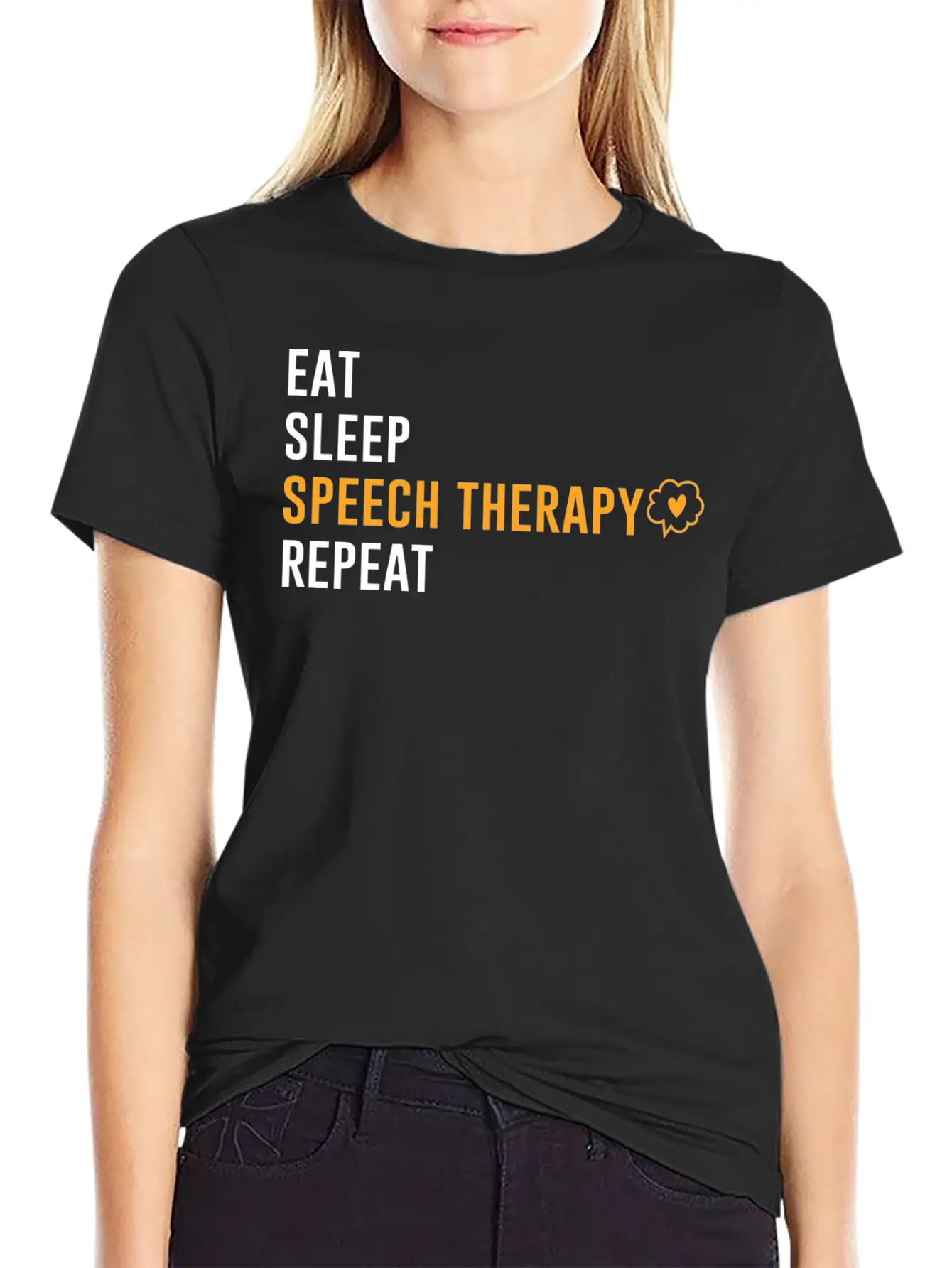 Eat Sleep Speech Therapy Repeat Unisex Short Sleeve Soft Cotton T-Shirt – Casual Everyday Wear