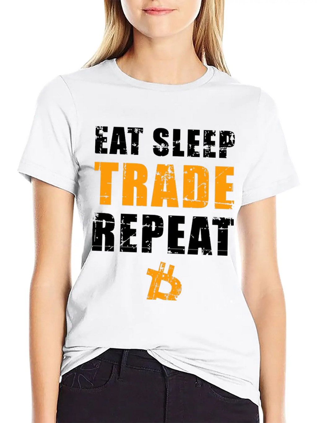 EAT SLEEP TRADE REPEAT Bitcoin Trader Unisex Short Sleeve Soft Cotton T-Shirt – Casual Everyday Wear
