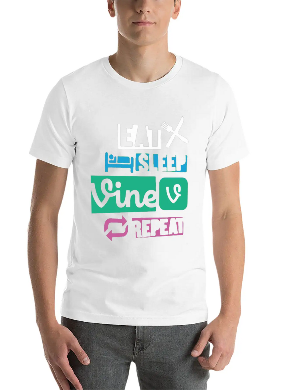 Eat Sleep Vine Repeat Funny Breathable Soft Cotton T-Shirt – Timeless Casual Look