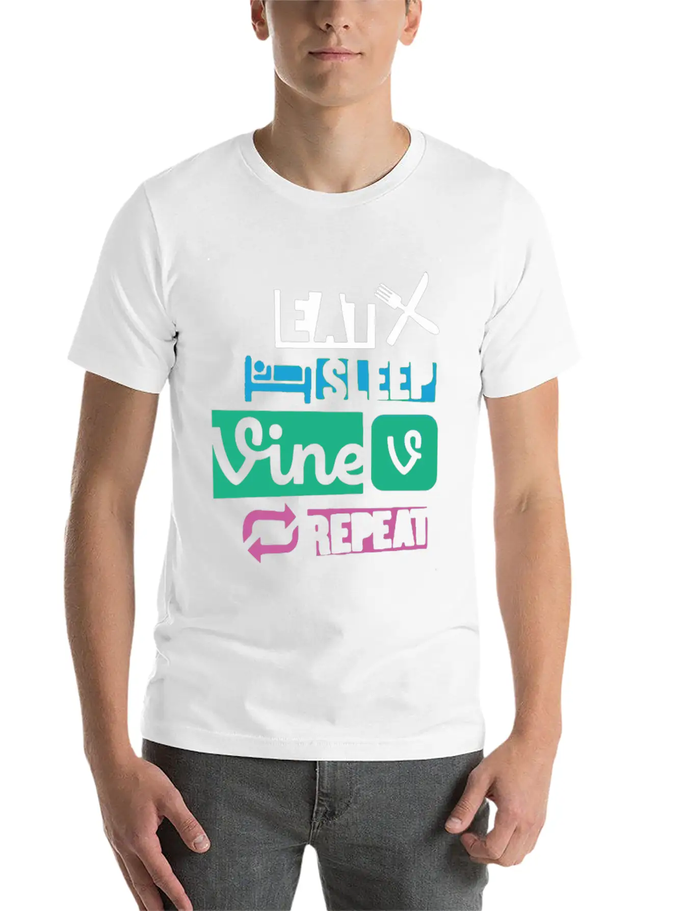 Eat Sleep Vine Repeat Funny Breathable Soft Cotton T-Shirt – Timeless Casual Look