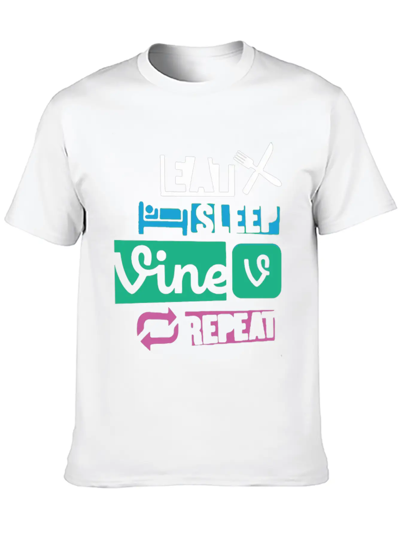 Eat Sleep Vine Repeat Funny Breathable Soft Cotton T-Shirt – Timeless Casual Look