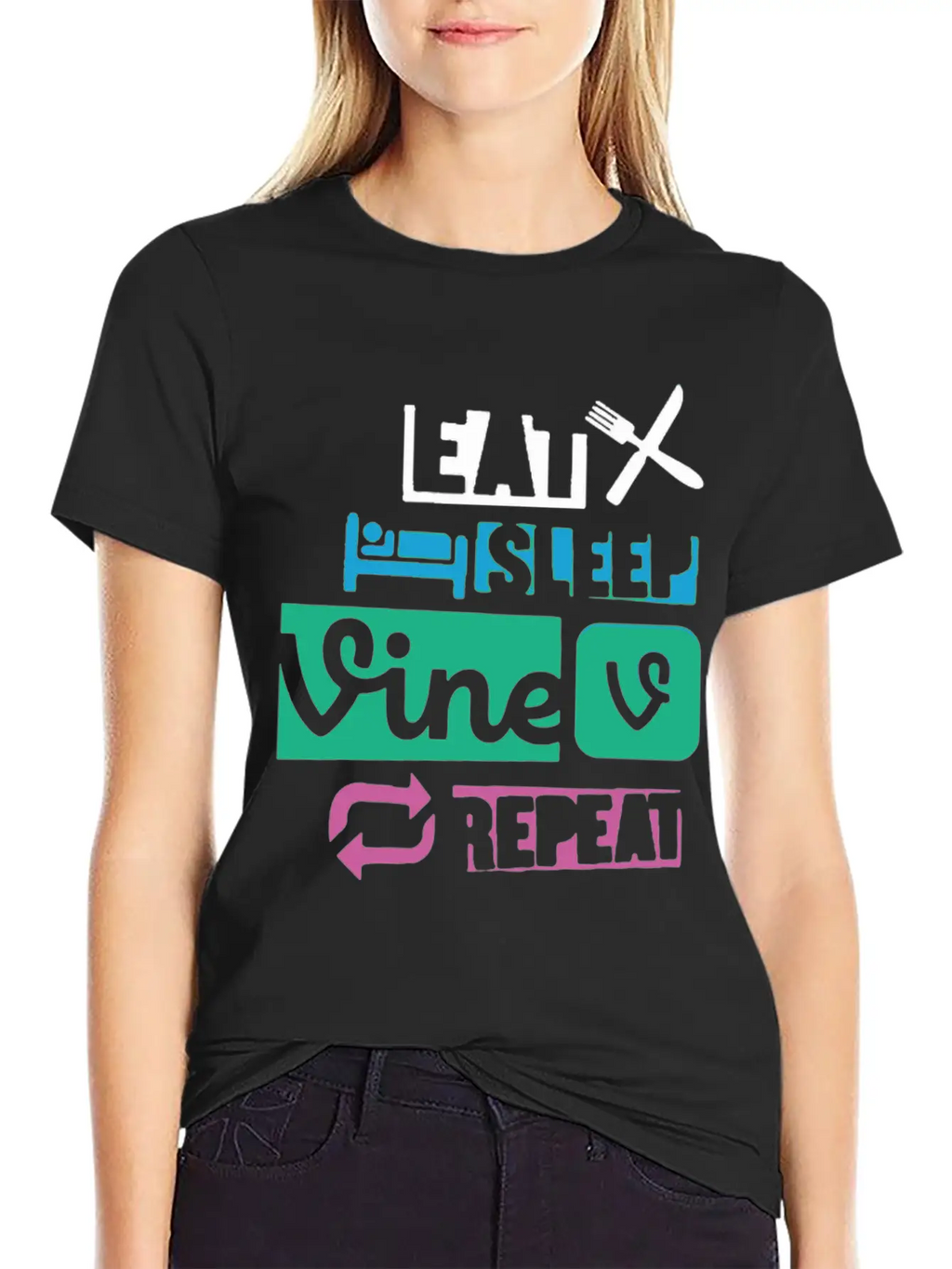 Eat Sleep Vine Repeat Funny Breathable Soft Cotton T-Shirt – Timeless Casual Look