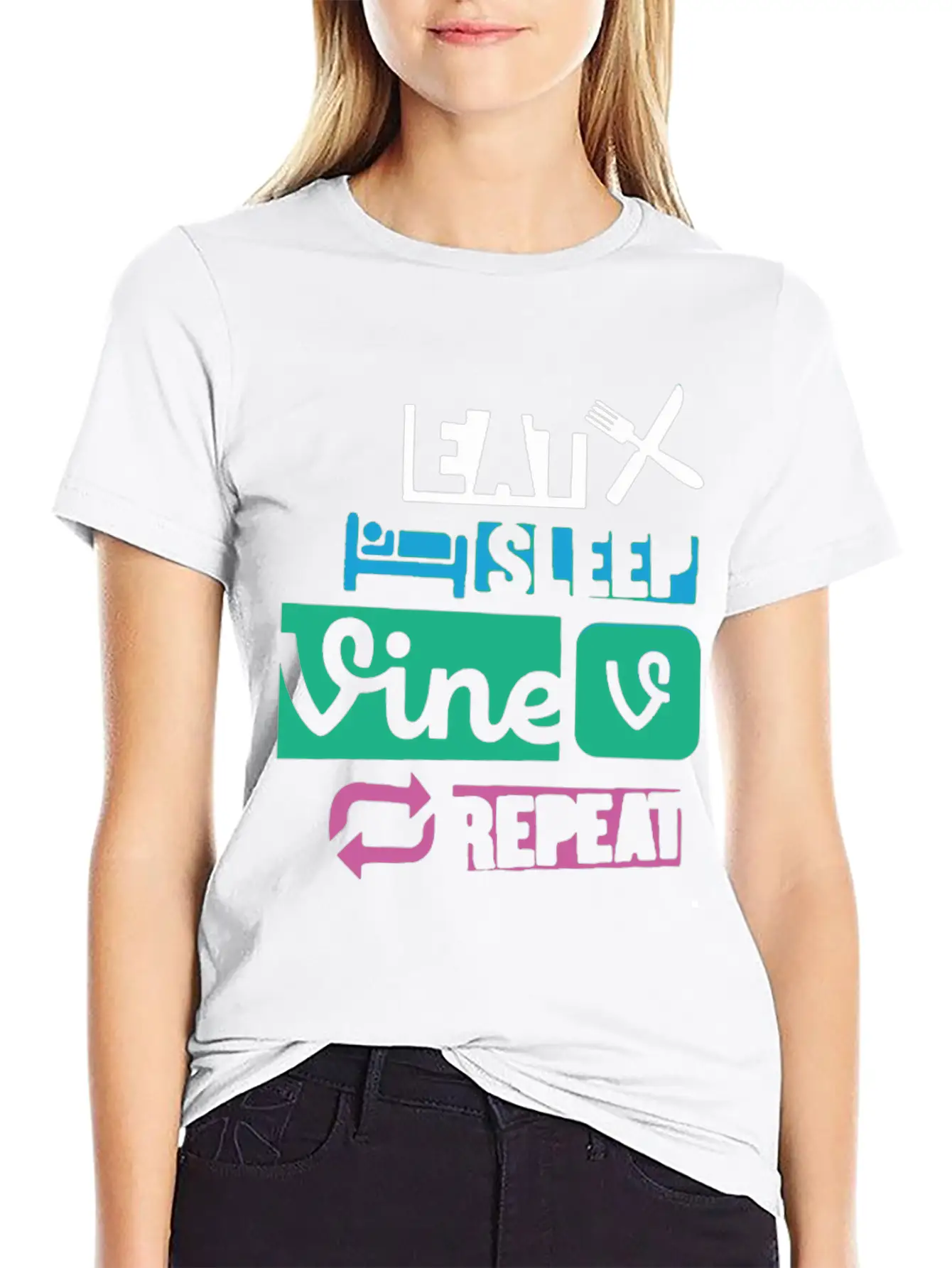 Eat Sleep Vine Repeat Funny Breathable Soft Cotton T-Shirt – Timeless Casual Look