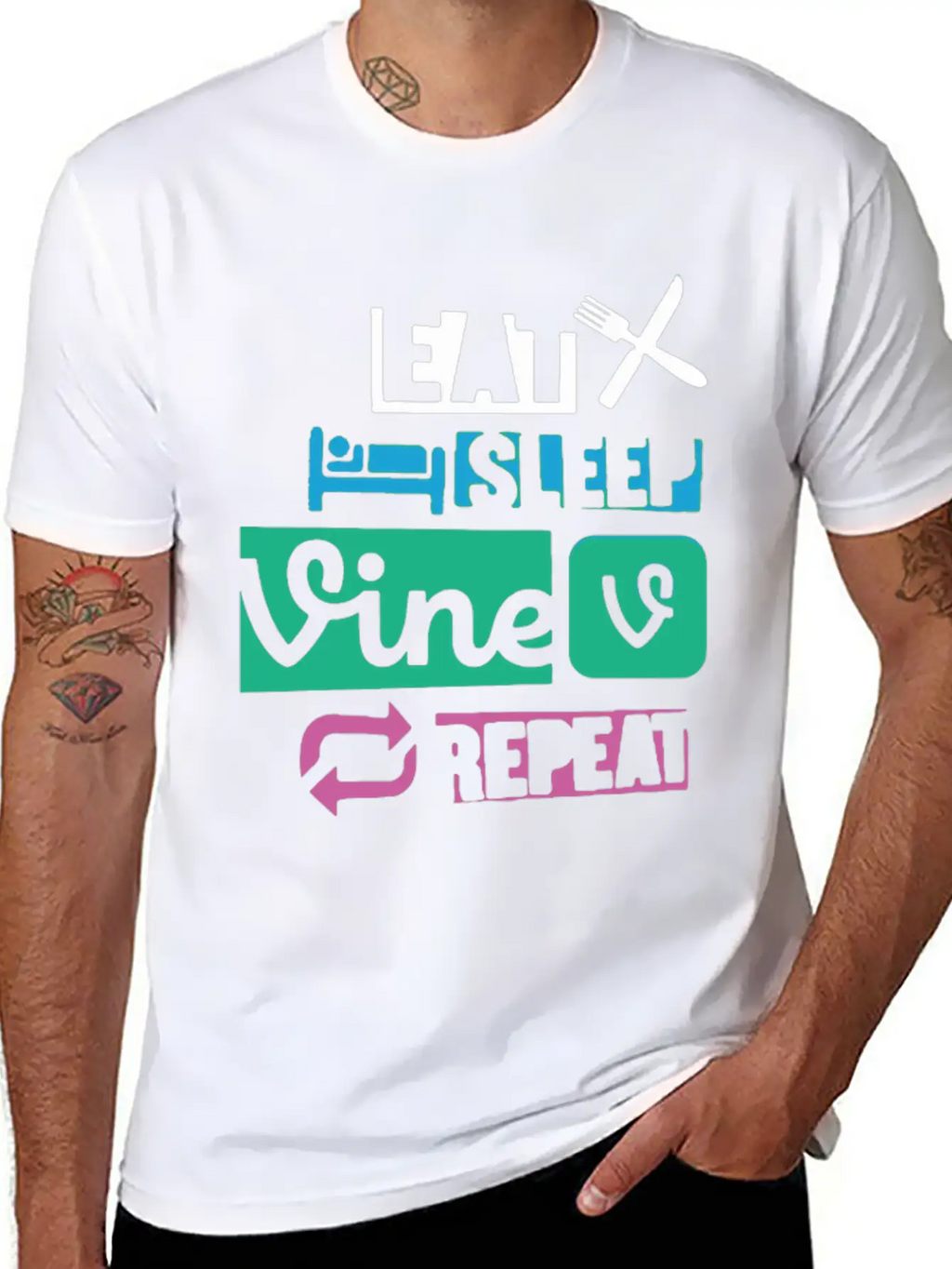 Eat Sleep Vine Repeat Funny Breathable Soft Cotton T-Shirt – Timeless Casual Look
