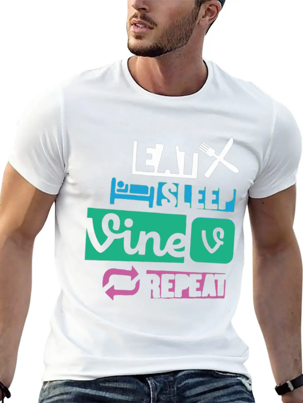 Eat Sleep Vine Repeat Funny Breathable Soft Cotton T-Shirt – Timeless Casual Look