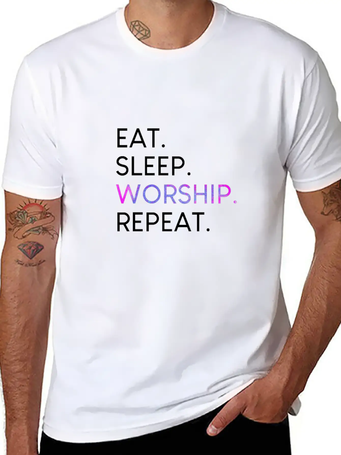 Eat Sleep Worship Repeat Christian Musical Shirt Unisex Casual T-Shirt – Clean Design For Daily Comfort