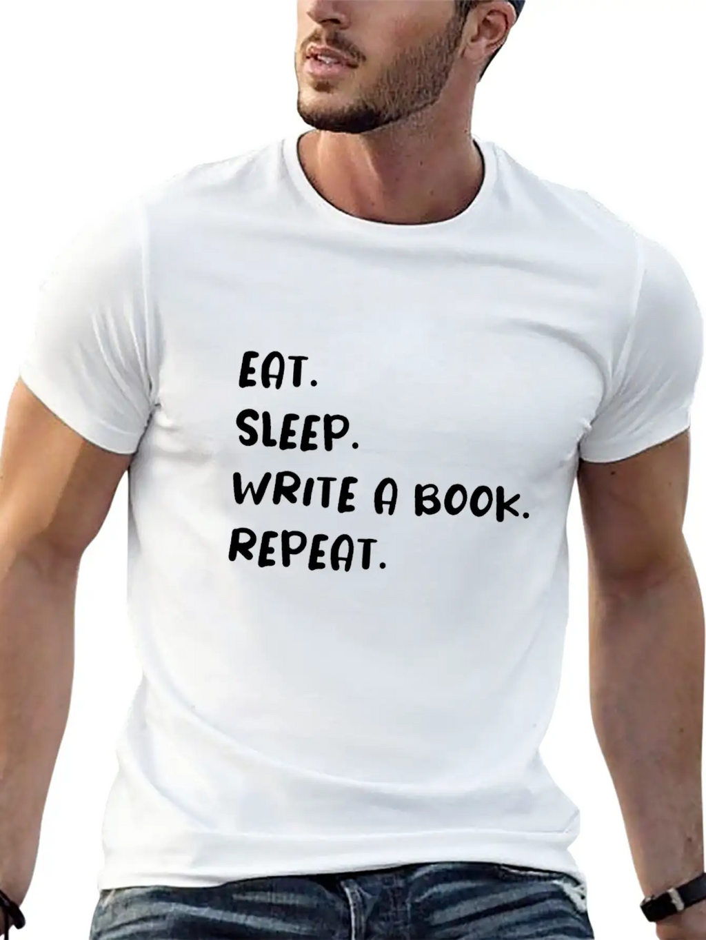 Eat Sleep Write A Book Repeat Essential Cotton Tee For Daily Outfits – Unisex Style