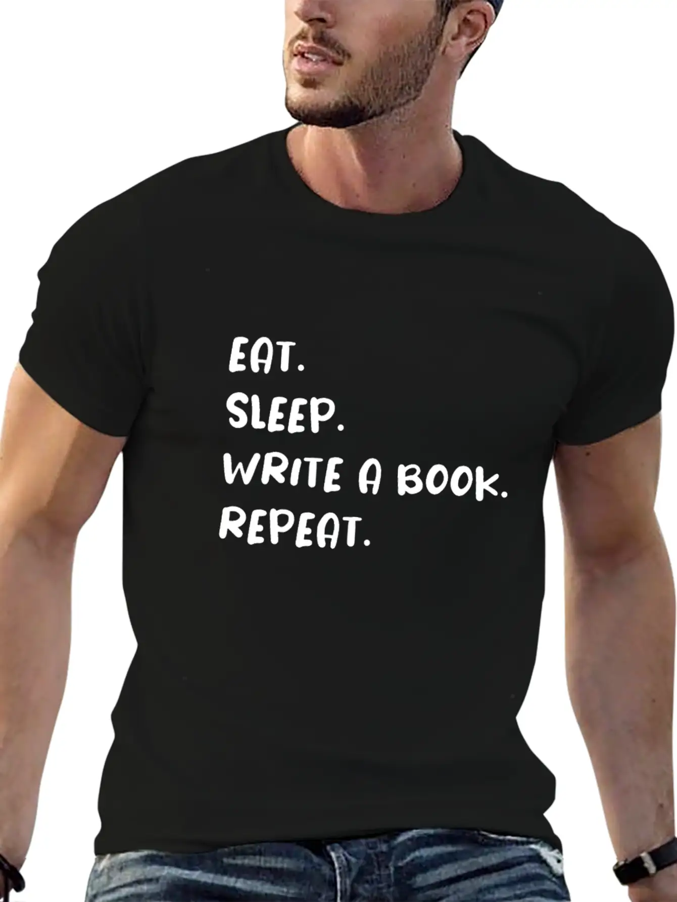 Eat Sleep Write A Book Repeat Essential Cotton Tee For Daily Outfits – Unisex Style