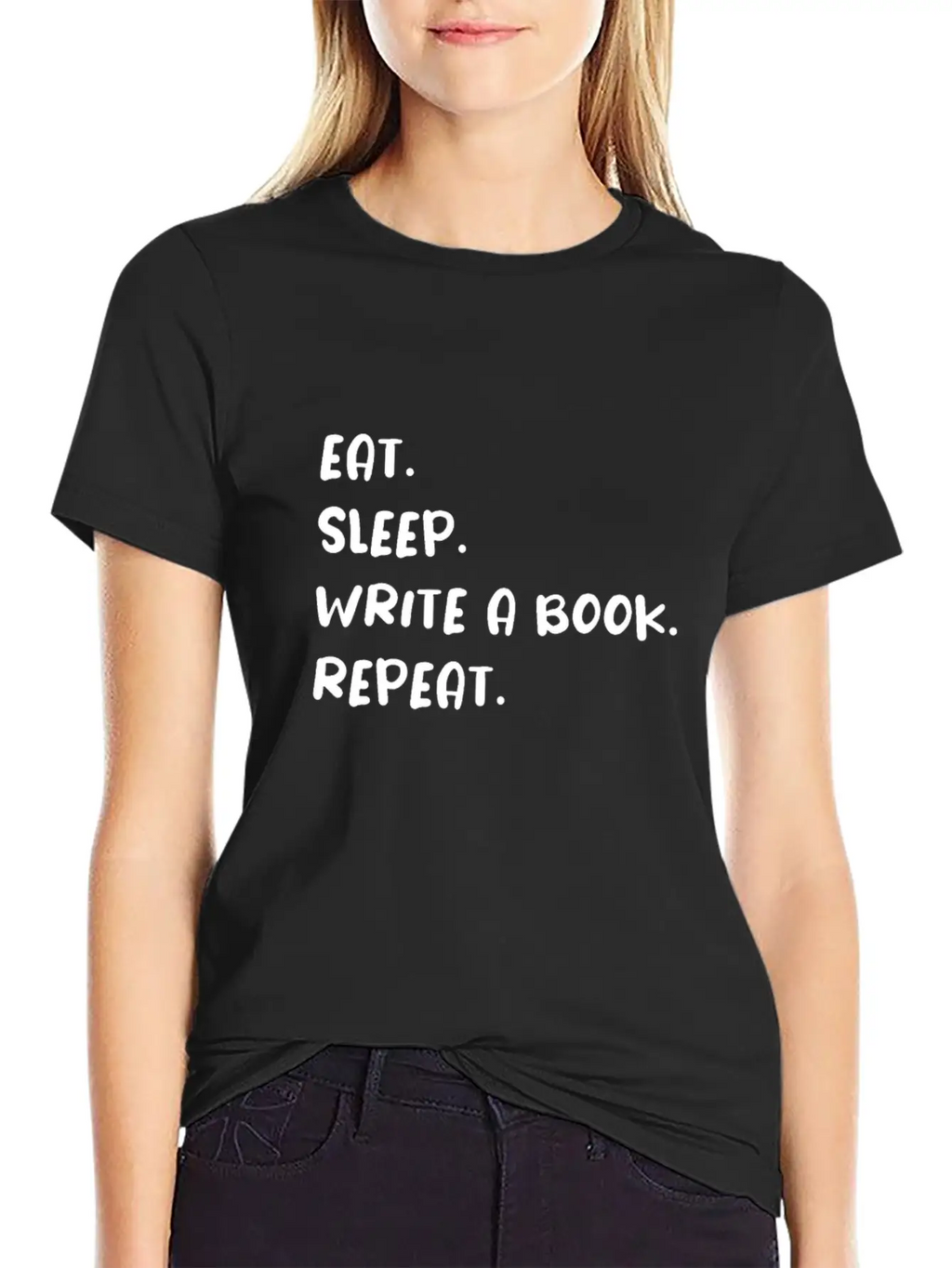 Eat Sleep Write A Book Repeat Essential Cotton Tee For Daily Outfits – Unisex Style