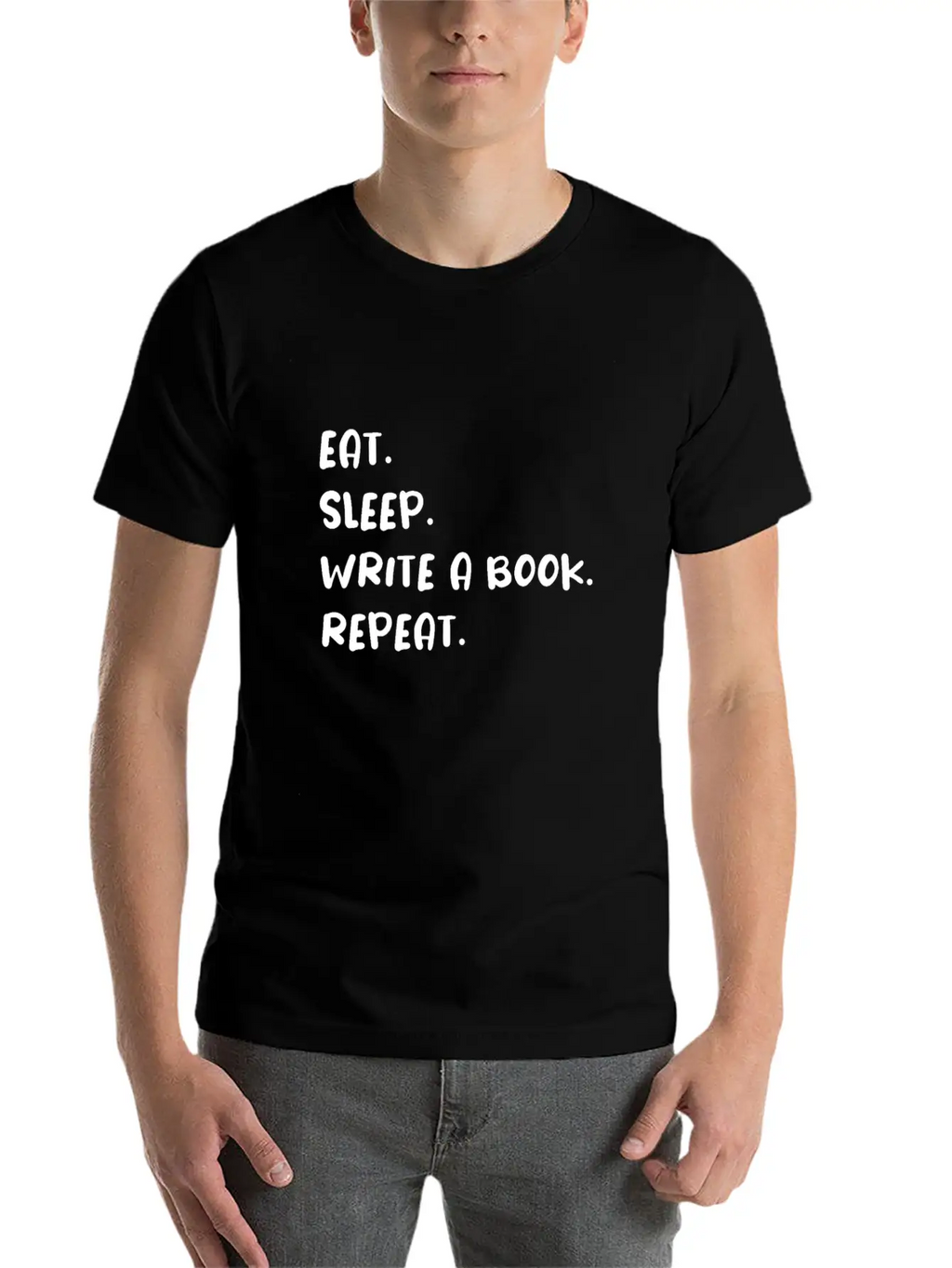 Eat Sleep Write A Book Repeat Essential Cotton Tee For Daily Outfits – Unisex Style
