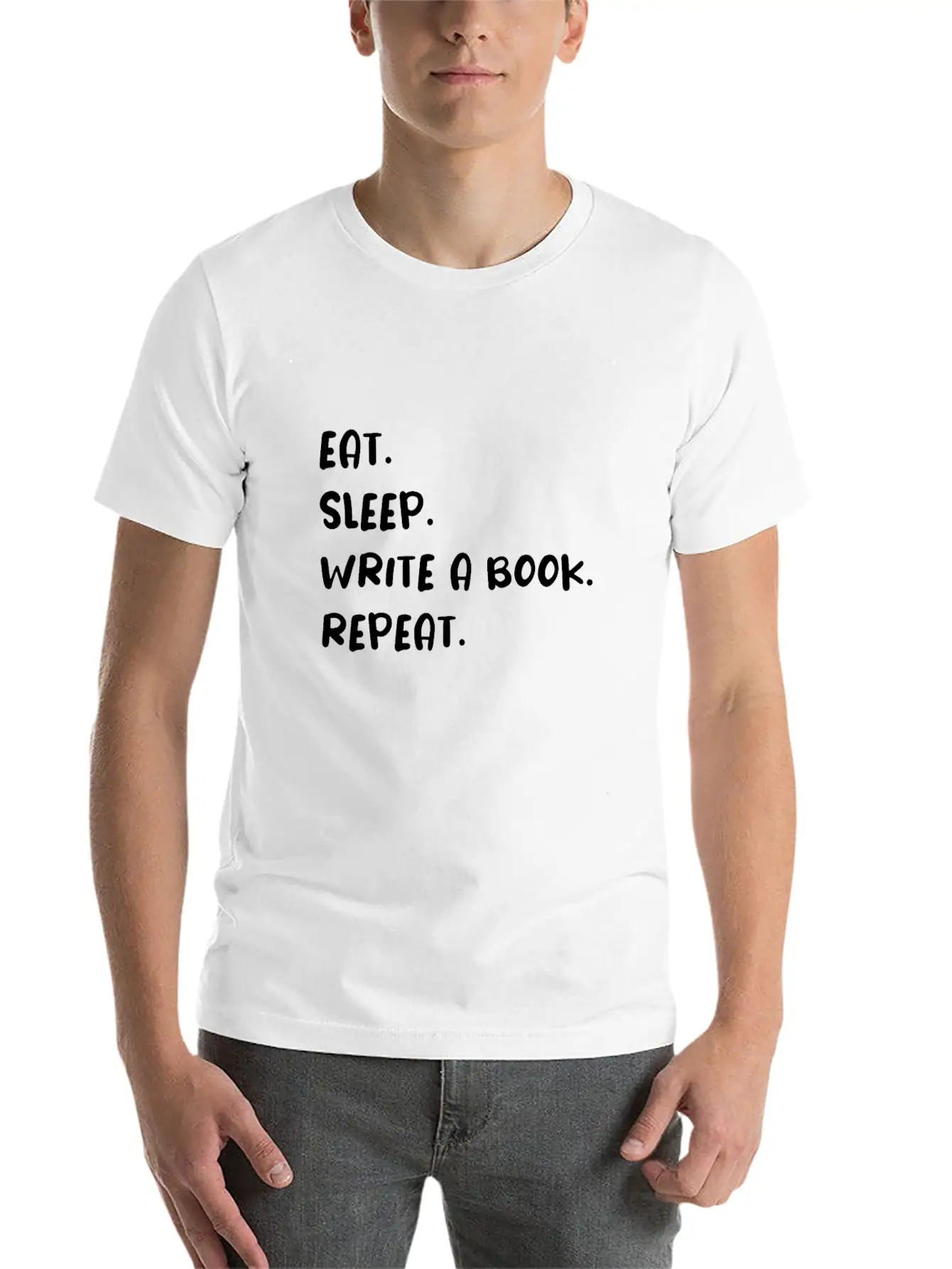 Eat Sleep Write A Book Repeat Essential Cotton Tee For Daily Outfits – Unisex Style