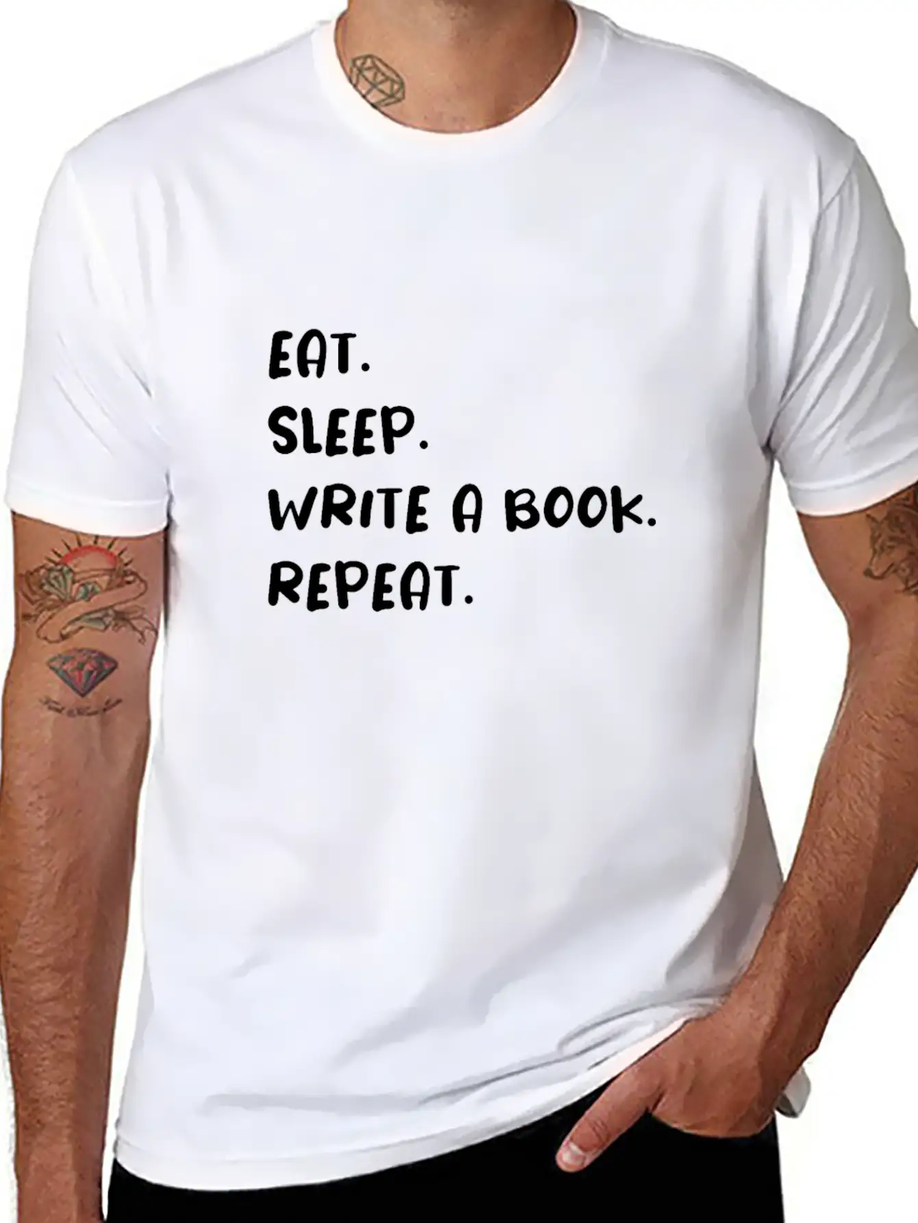 Eat Sleep Write A Book Repeat Essential Cotton Tee For Daily Outfits – Unisex Style