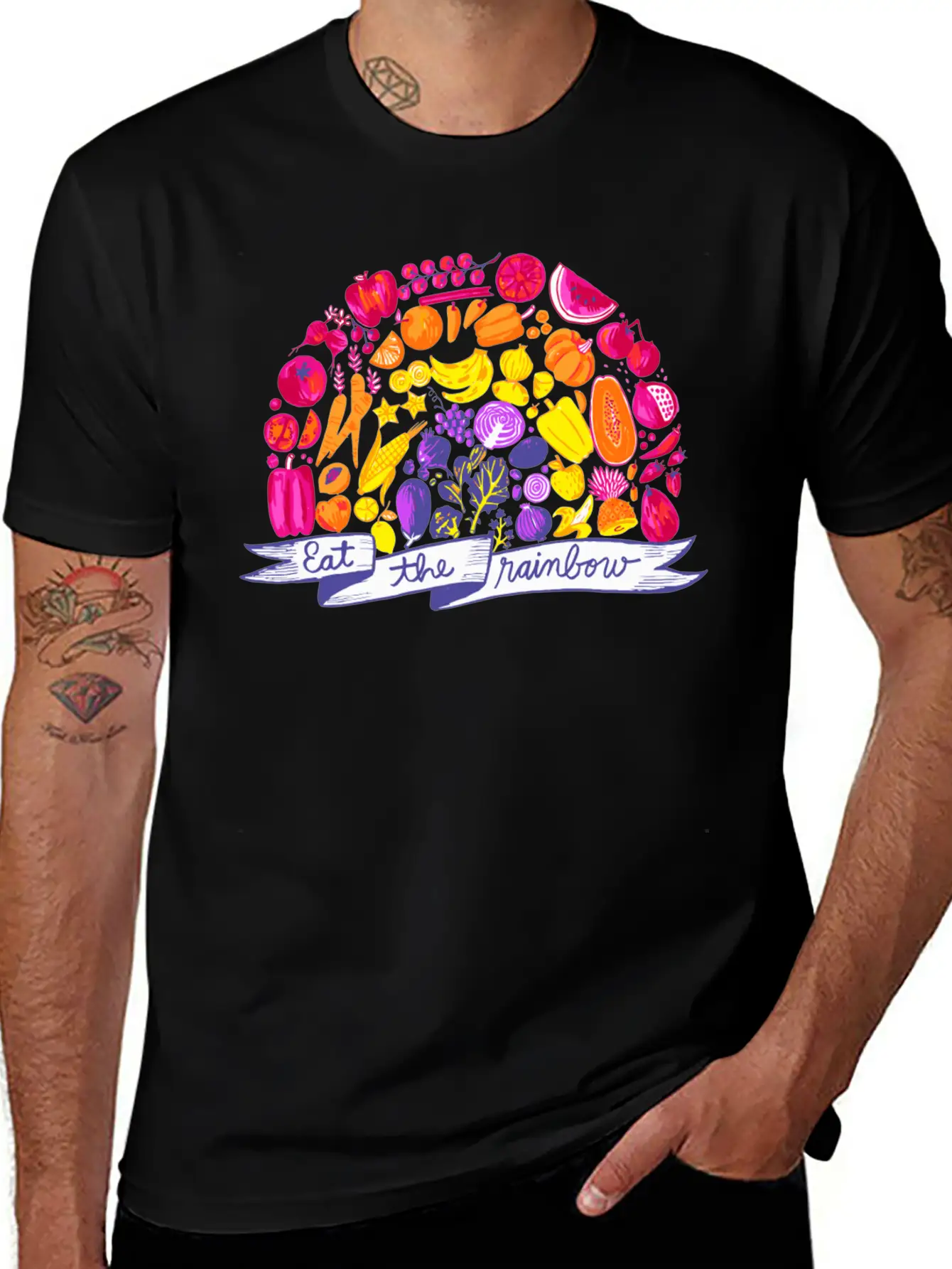 Eat The Rainbow Vegan Clothing By The Dharma Store Unisex Casual T-Shirt – Clean Design For Daily Comfort