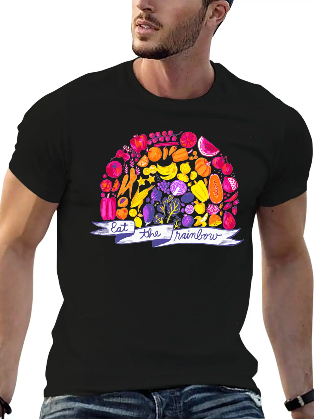 Eat The Rainbow Vegan Clothing By The Dharma Store Unisex Casual T-Shirt – Clean Design For Daily Comfort