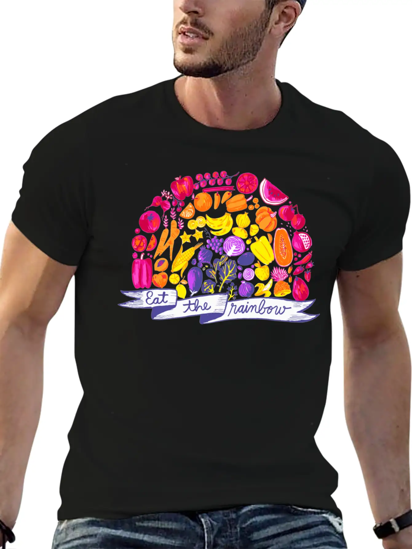 Eat The Rainbow Vegan Clothing By The Dharma Store Unisex Casual T-Shirt – Clean Design For Daily Comfort