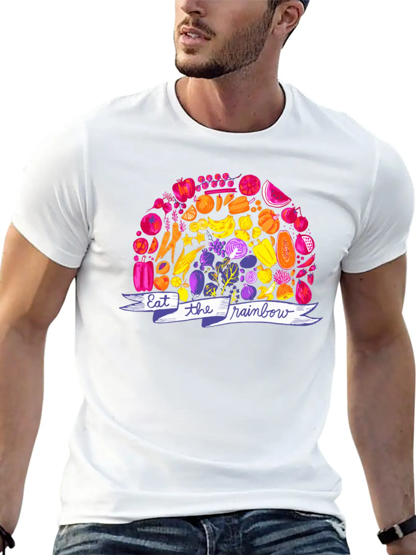 Eat The Rainbow Vegan Clothing By The Dharma Store Unisex Casual T-Shirt – Clean Design For Daily Comfort