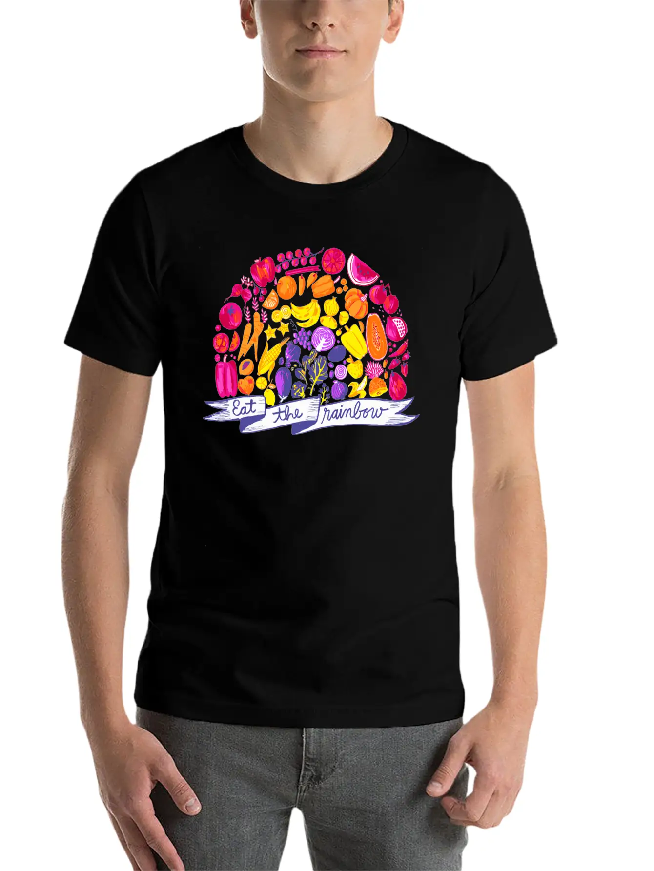 Eat The Rainbow Vegan Clothing By The Dharma Store Unisex Casual T-Shirt – Clean Design For Daily Comfort