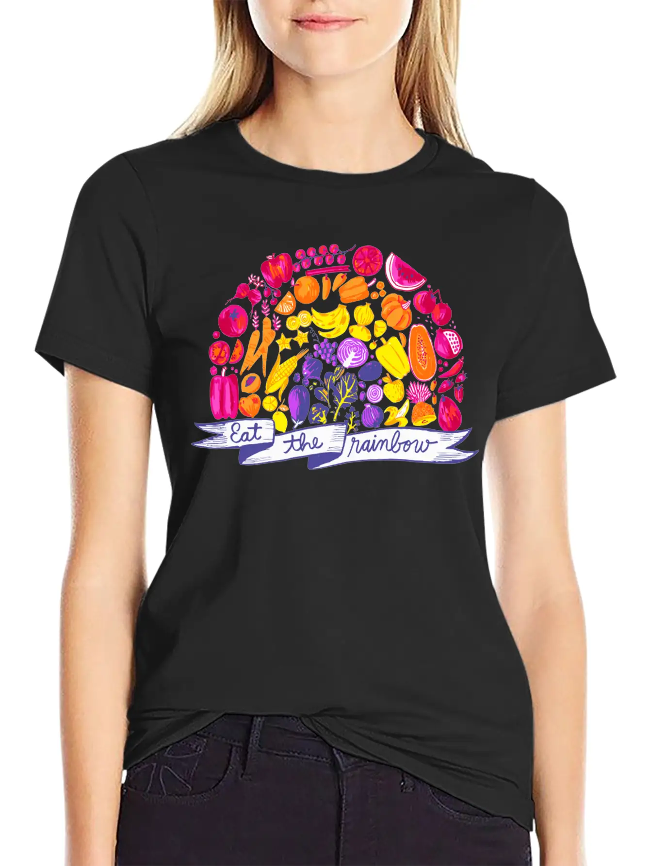 Eat The Rainbow Vegan Clothing By The Dharma Store Unisex Casual T-Shirt – Clean Design For Daily Comfort