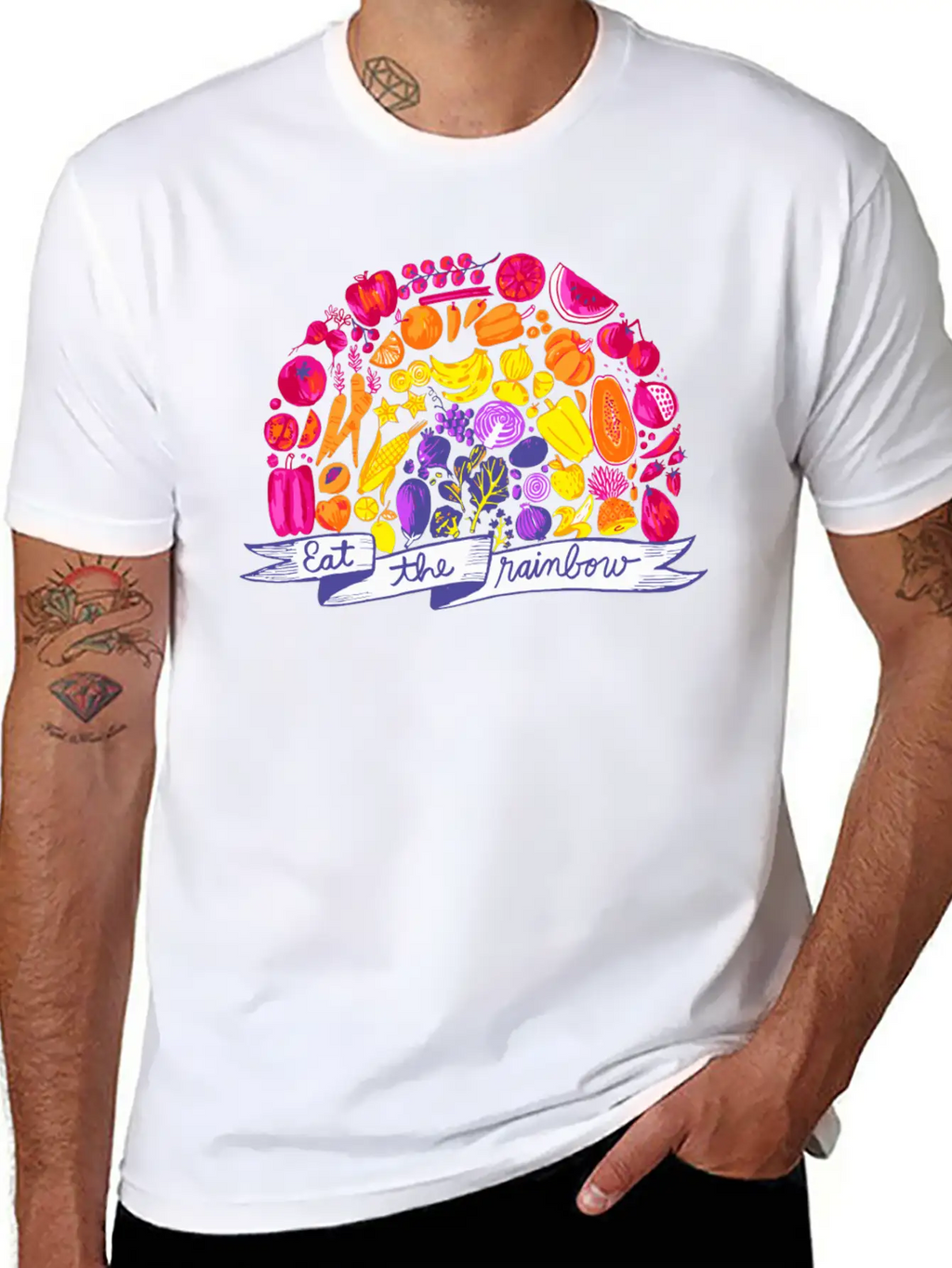 Eat The Rainbow Vegan Clothing By The Dharma Store Unisex Casual T-Shirt – Clean Design For Daily Comfort